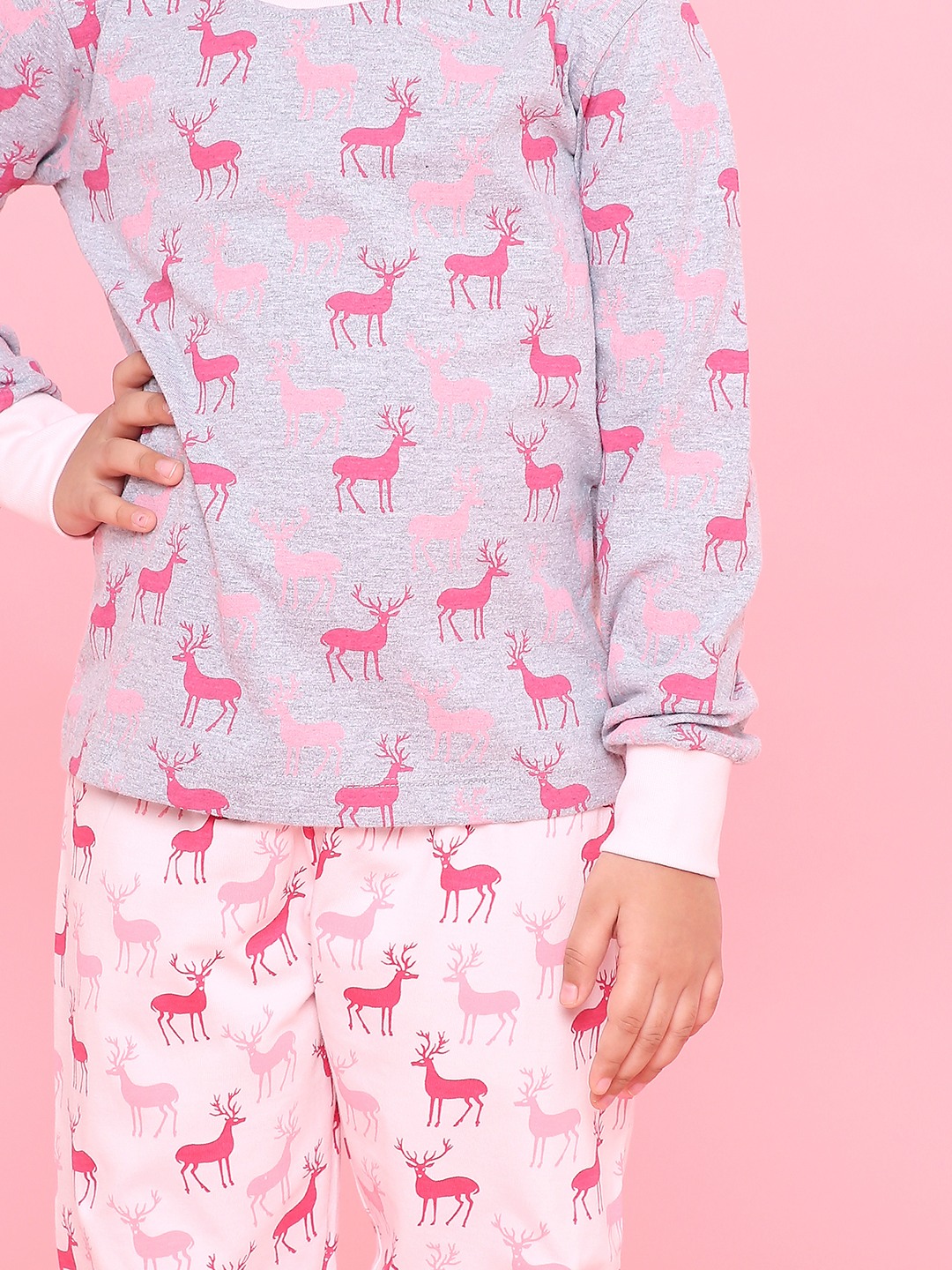 Girls- 2 piece printed cotton jogger lounge set