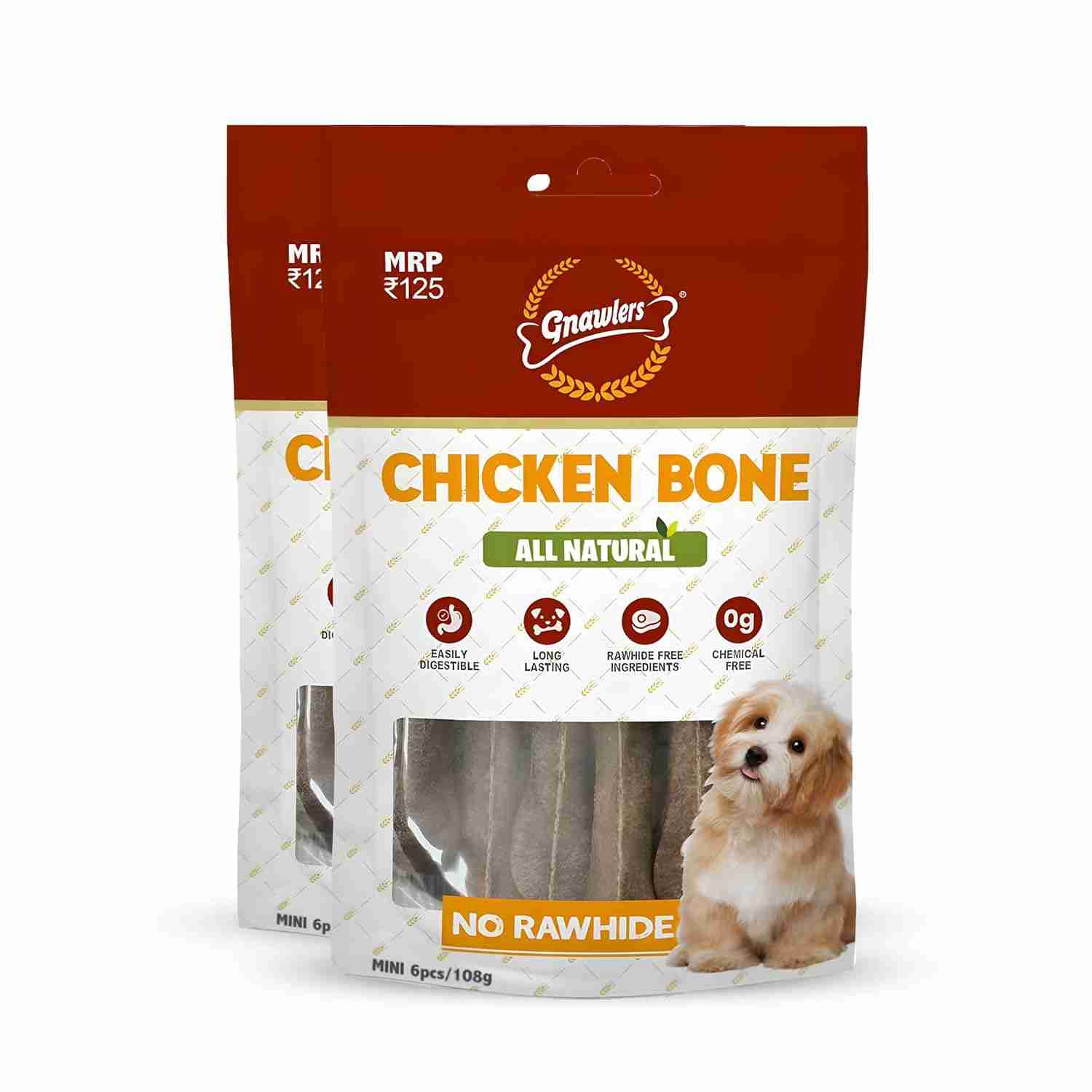 Gnawlers Chicken Bone Mini for Dogs 6 Pcs 108g