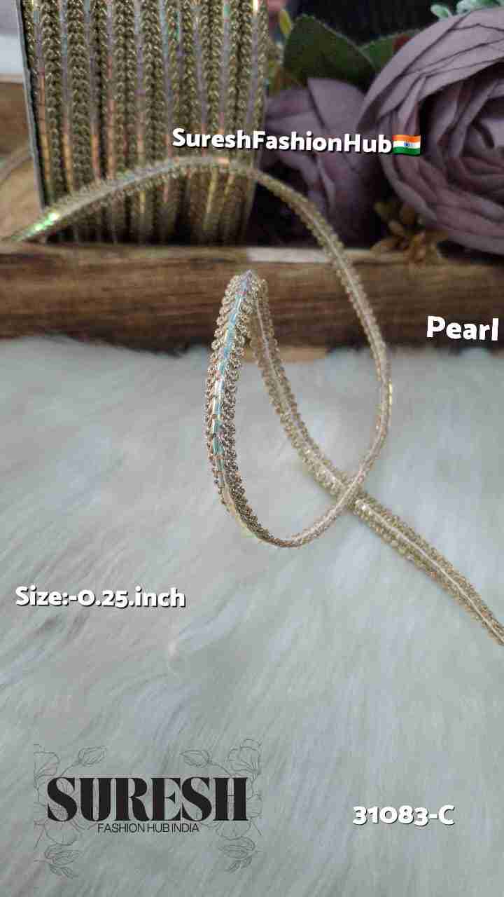 Pearl Gold Rainbow Cutdhana Jhalar Lace – Design 31083-C