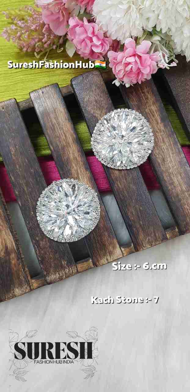 Silver Handmade Rhinestone Round Pair – K S.-7