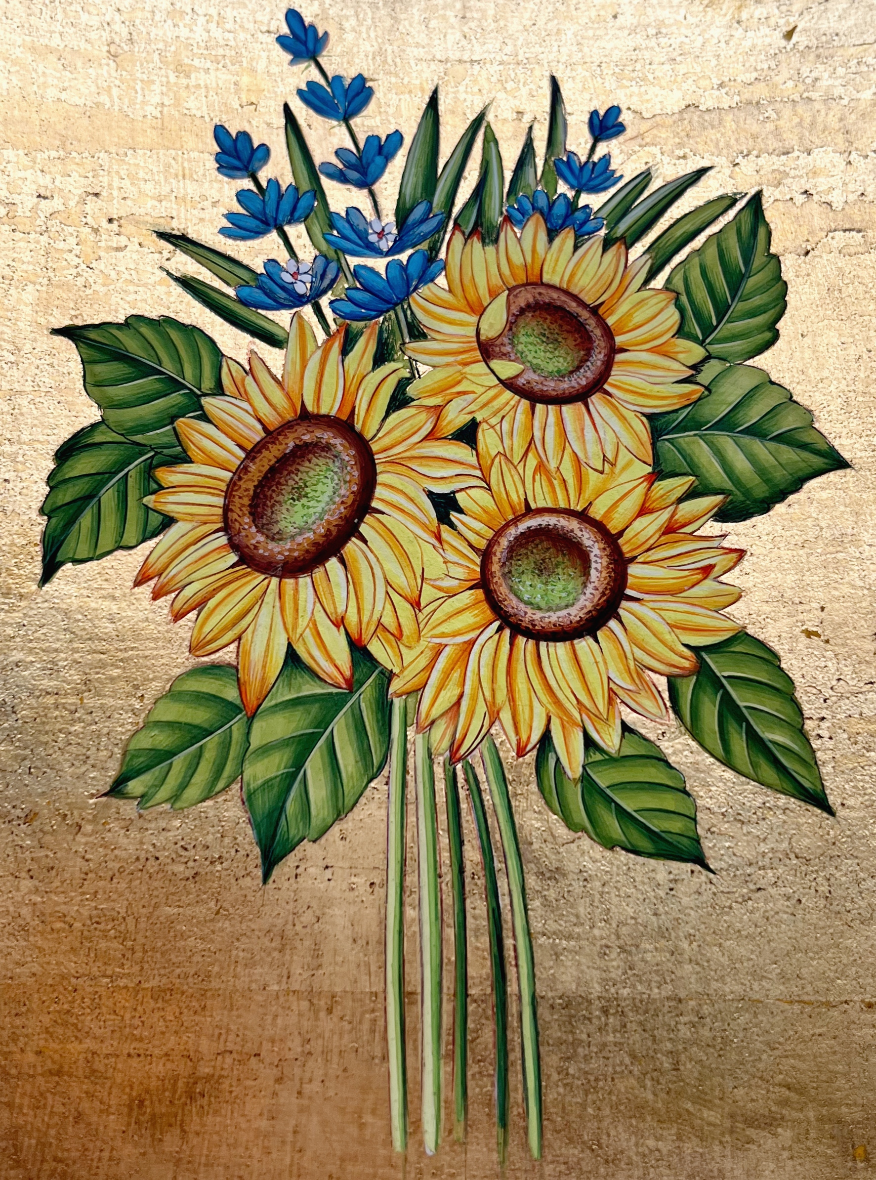 Mughal Flowers On Gold Foil