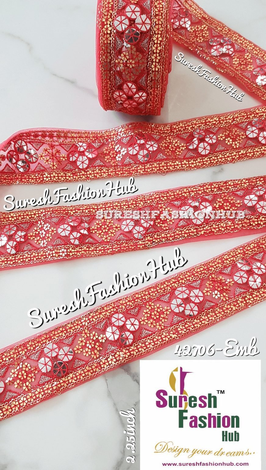 Salmon Pink U-Edging Designer Trim