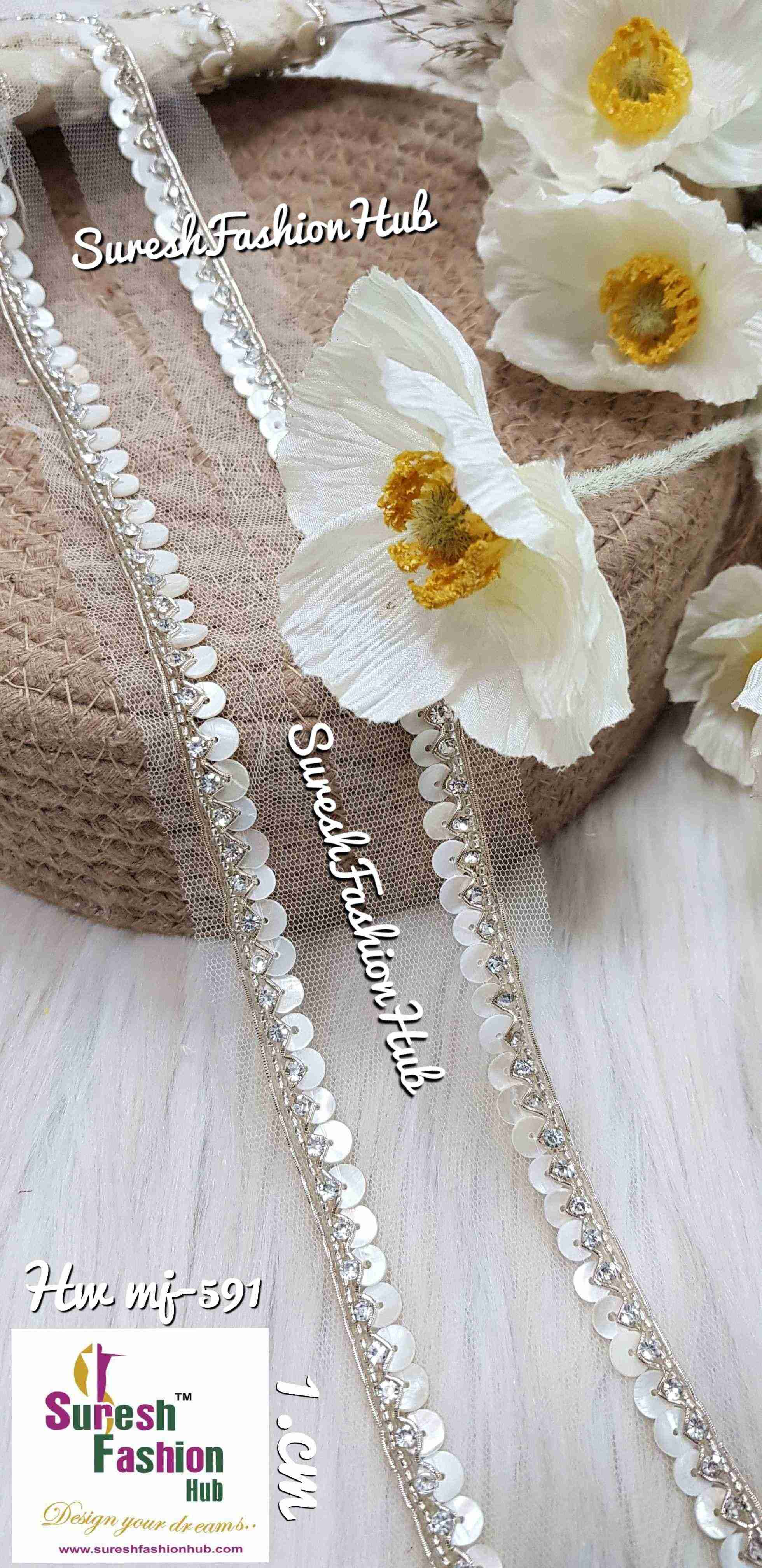 Diamond Sea Shell Elegance Net Lace - One Side