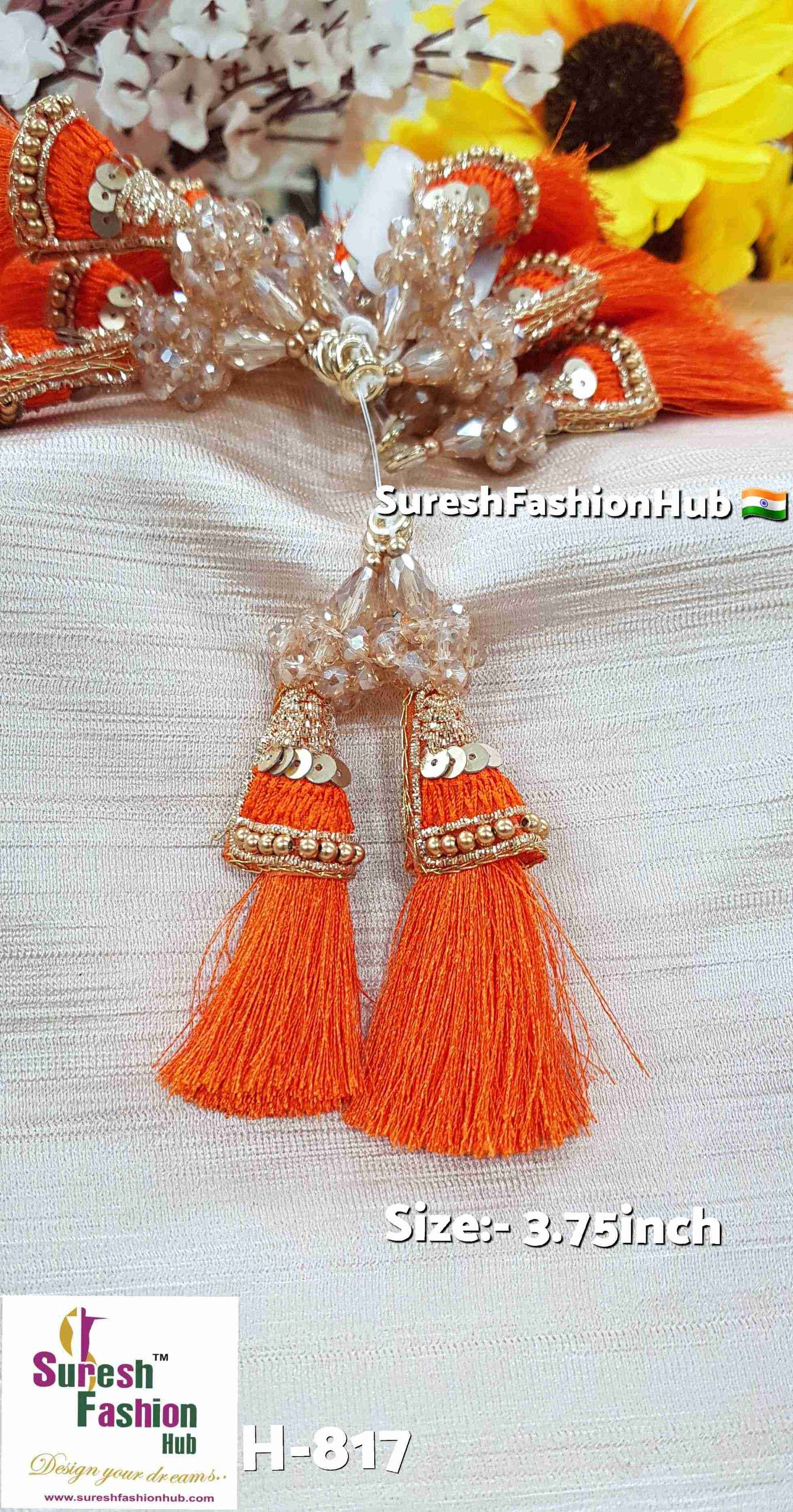 Orange Glow Thread Tassel Pair