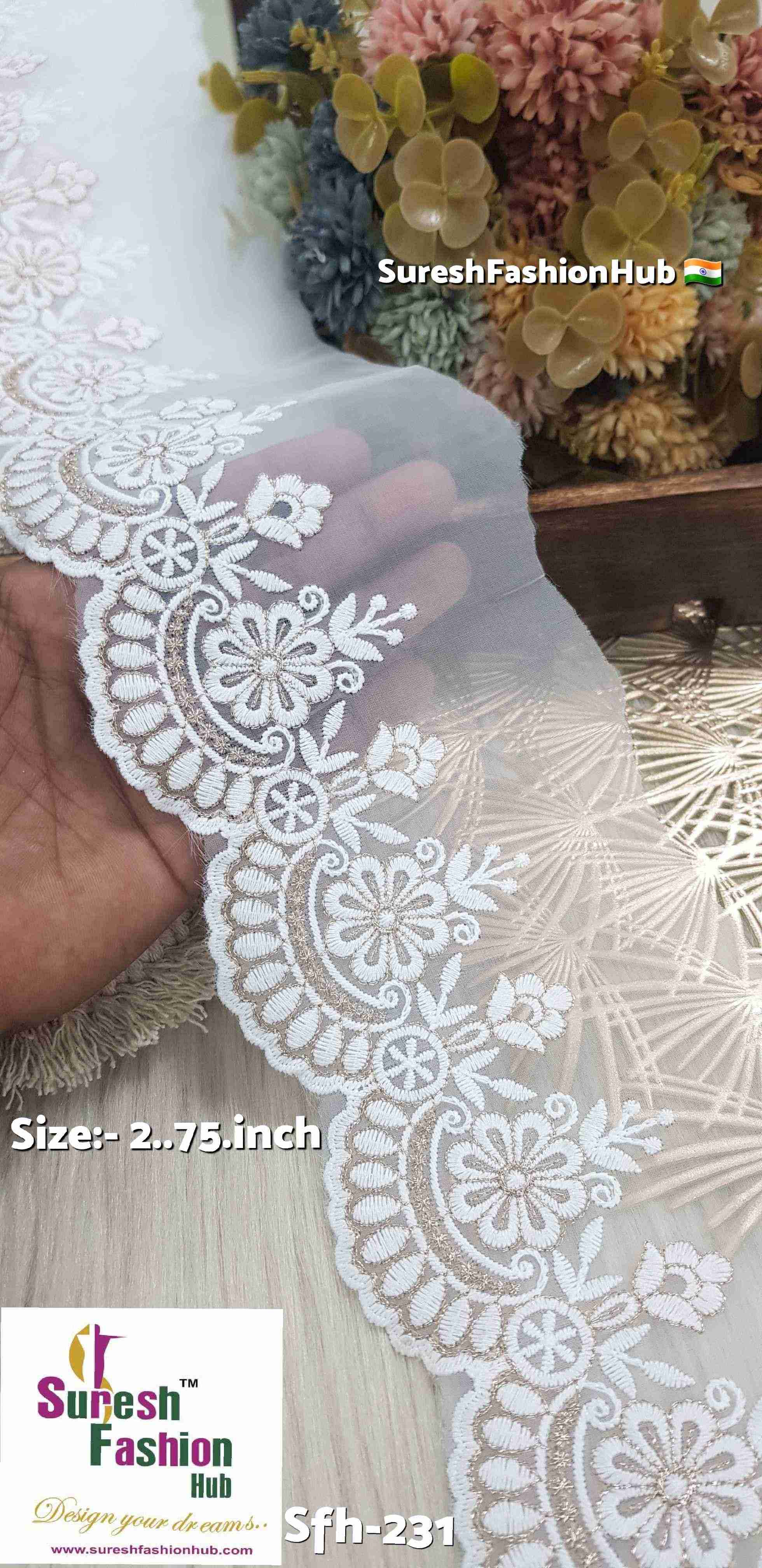 Exquisite White GPO Borders with Zari