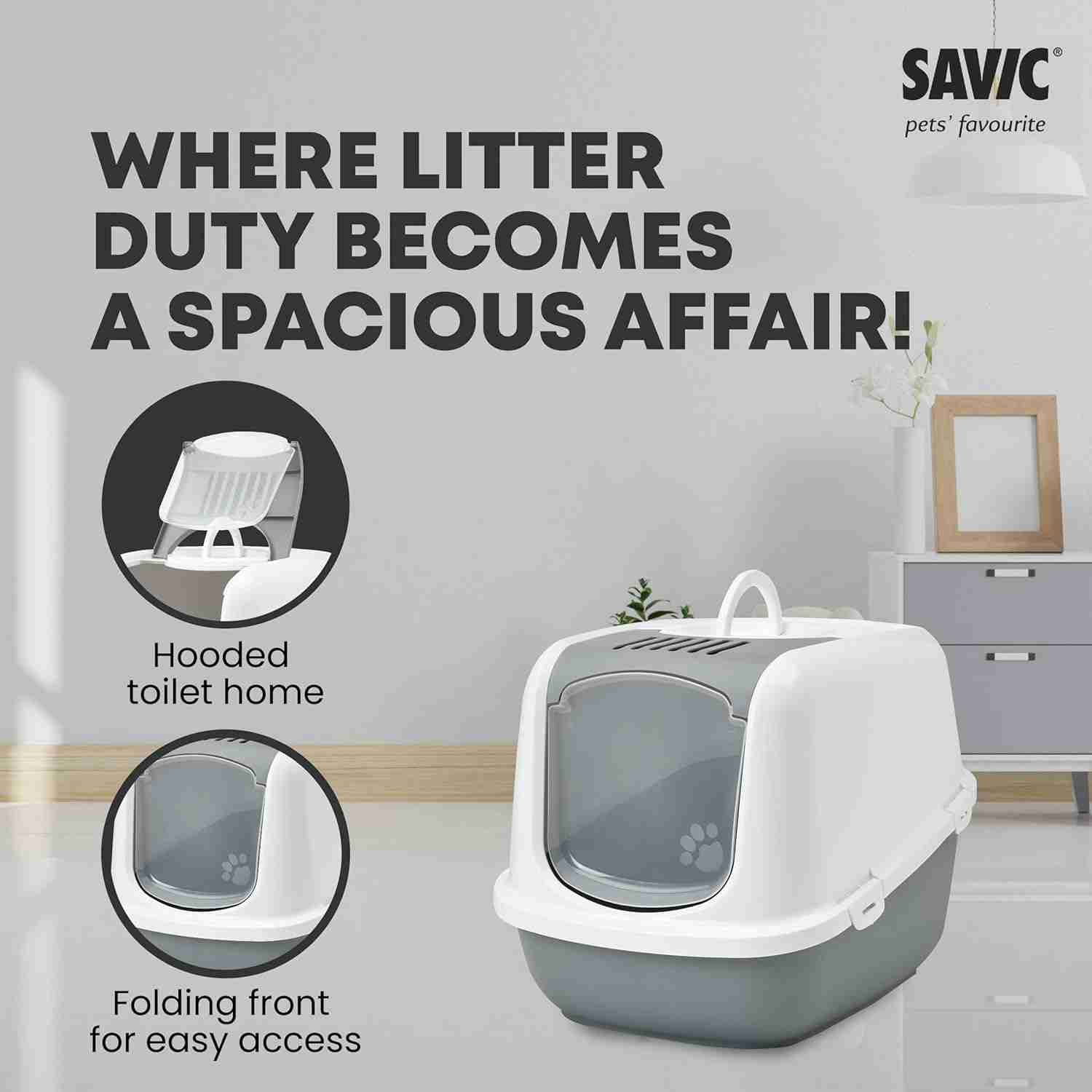Savic Nestor Jumbo Cat Litter Box - Cold Gray