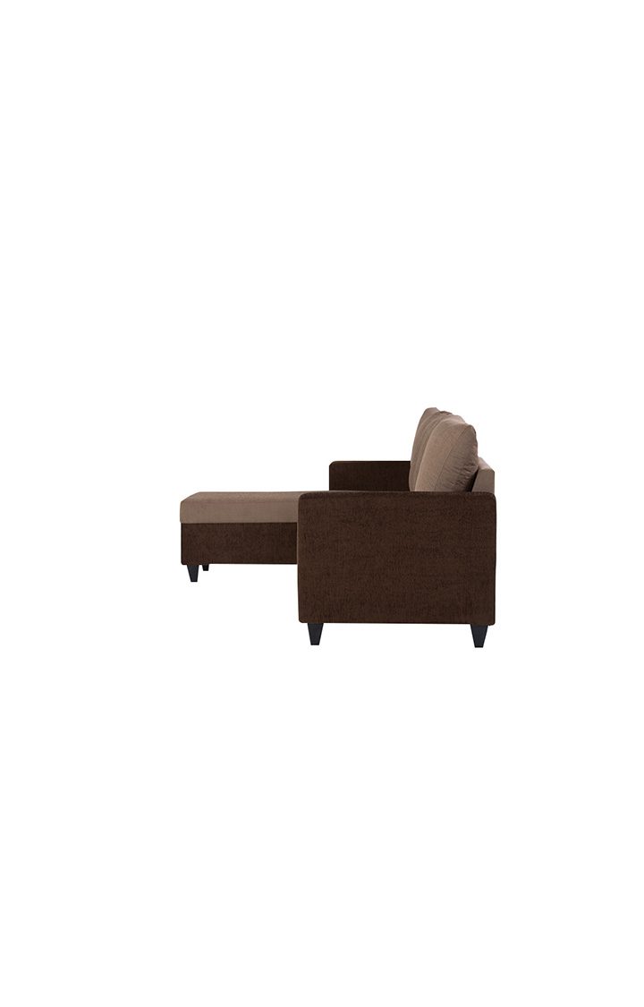 neudot Saya RHS Sectional Sofa for Living Room |6 Person Sofa| Premium Fabric with Cushioned Armrest | 12 Months Warranty| Solid Wood Frame| 6 Seater in Saya Duo Brown Color DIY(Do-It-Yourself)