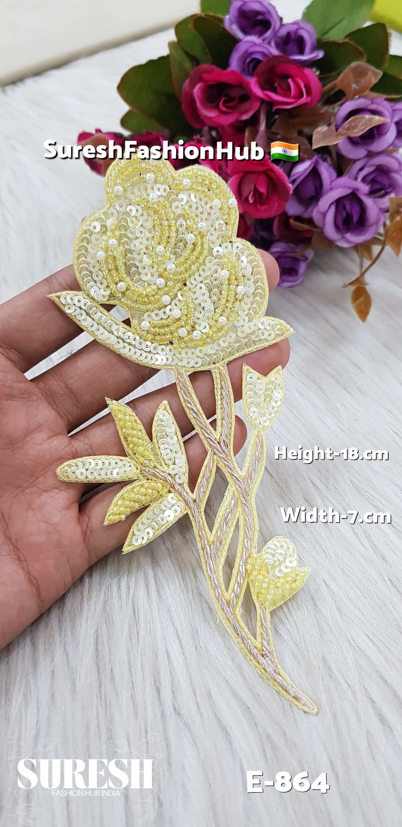 Sunshine Lemon Yellow Handcrafted Rose Patch