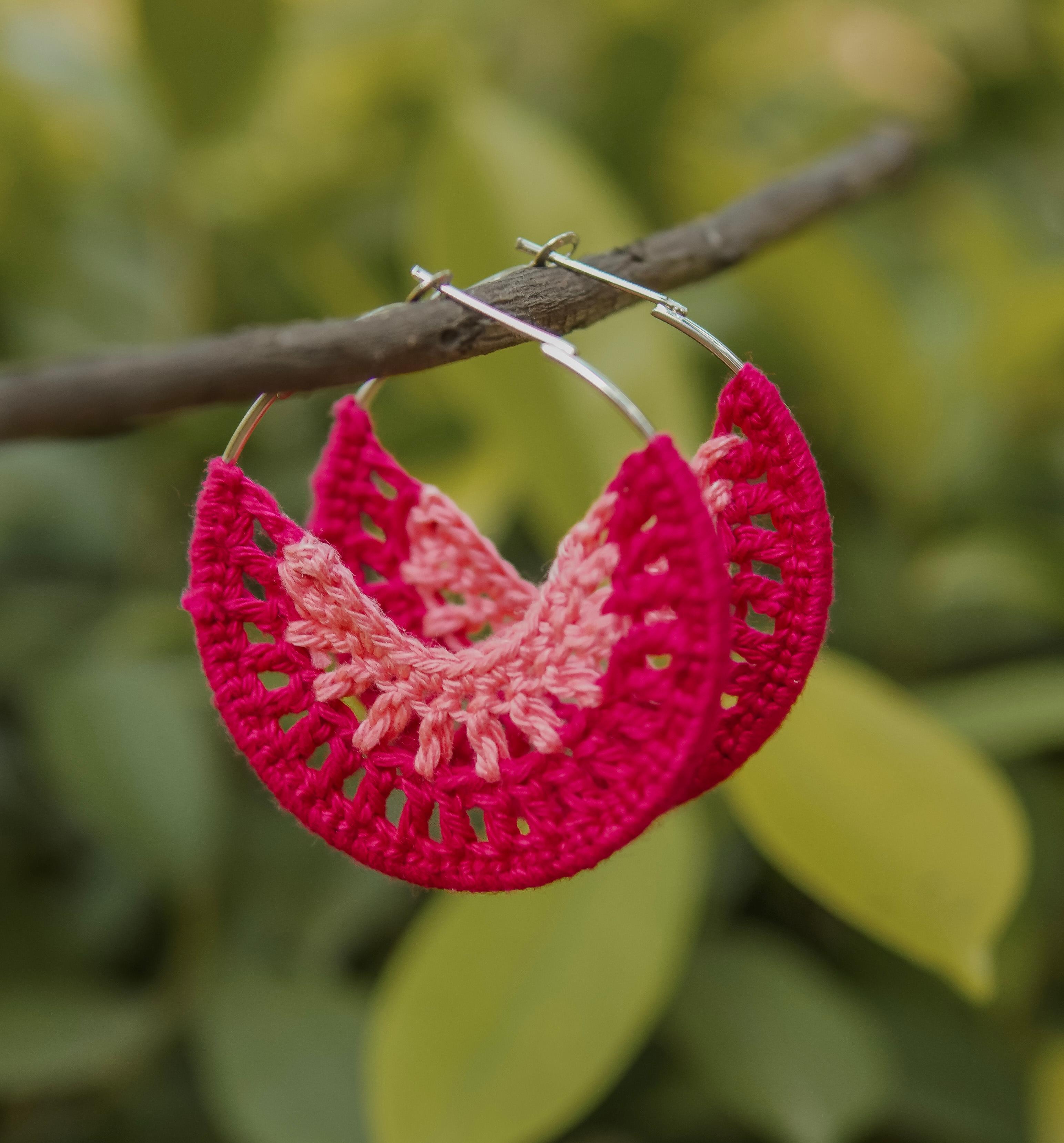 Crochet vibrant hoop earrings