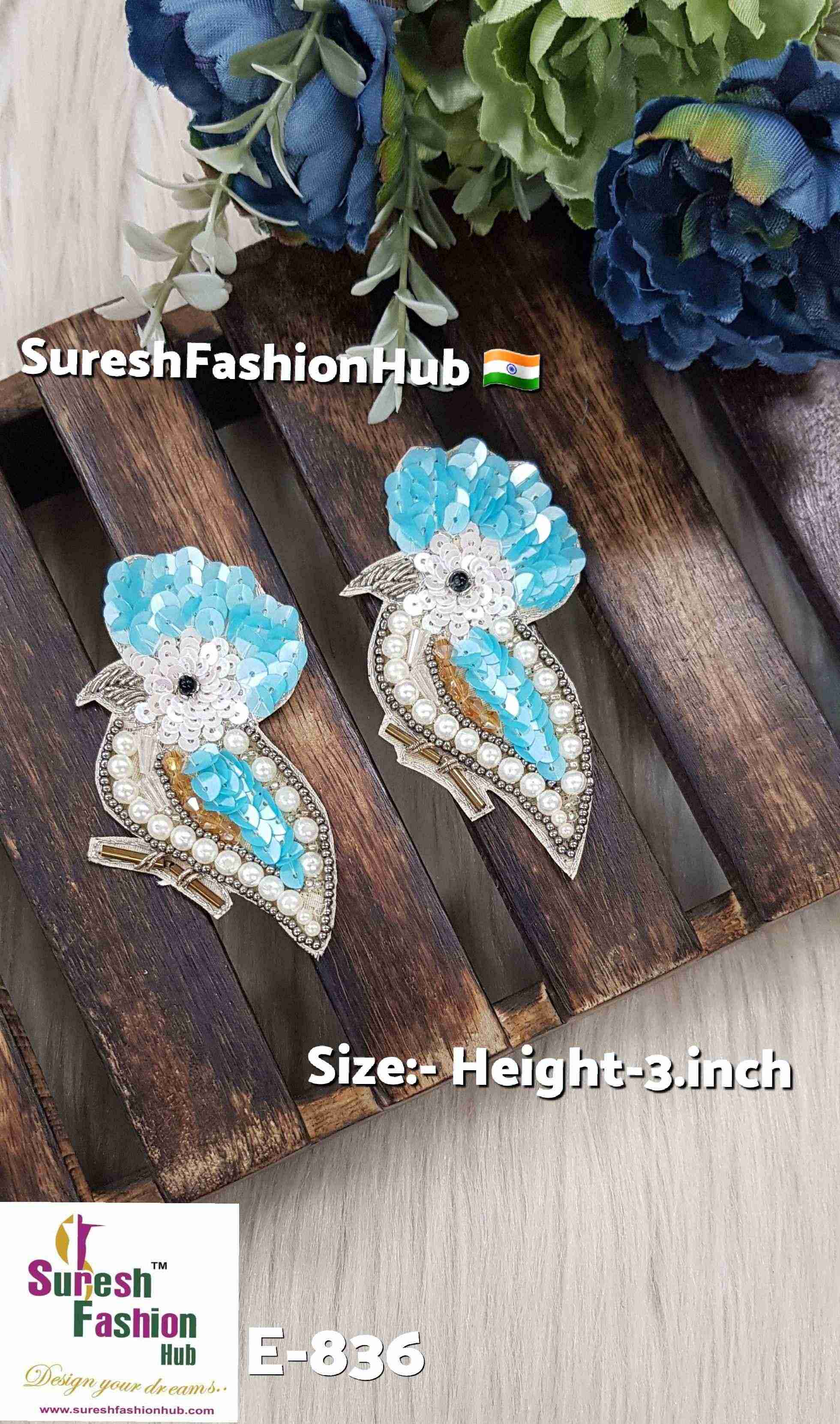 Aqua Perched Bird Right Patch