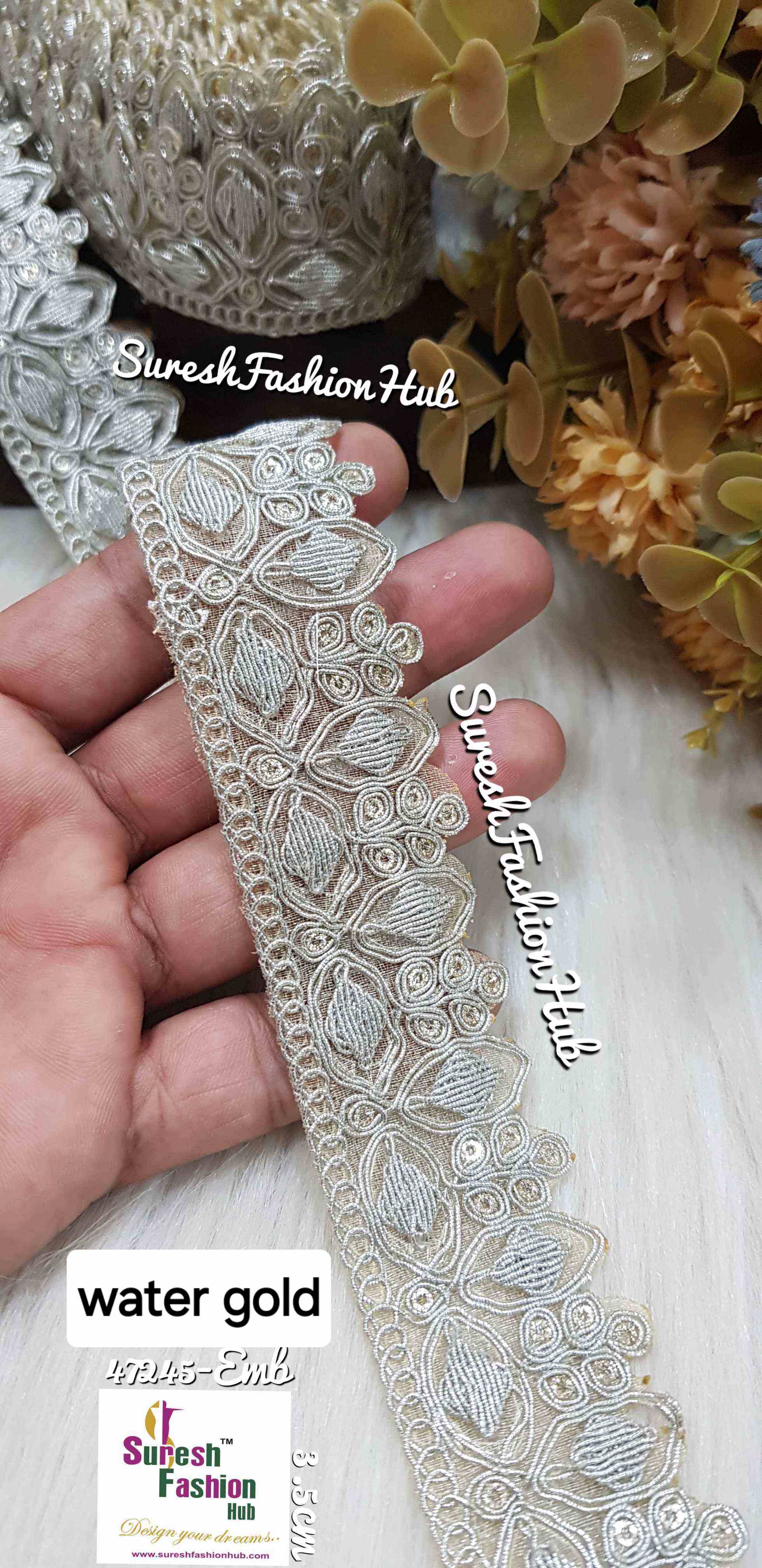 Ornate Water Shade Leafy Lace Trim