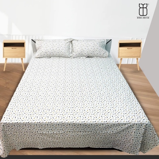 Boria Bistar | Boria Bistar Pure Cotton Printed Bedsheet with Pillow Cover undefined