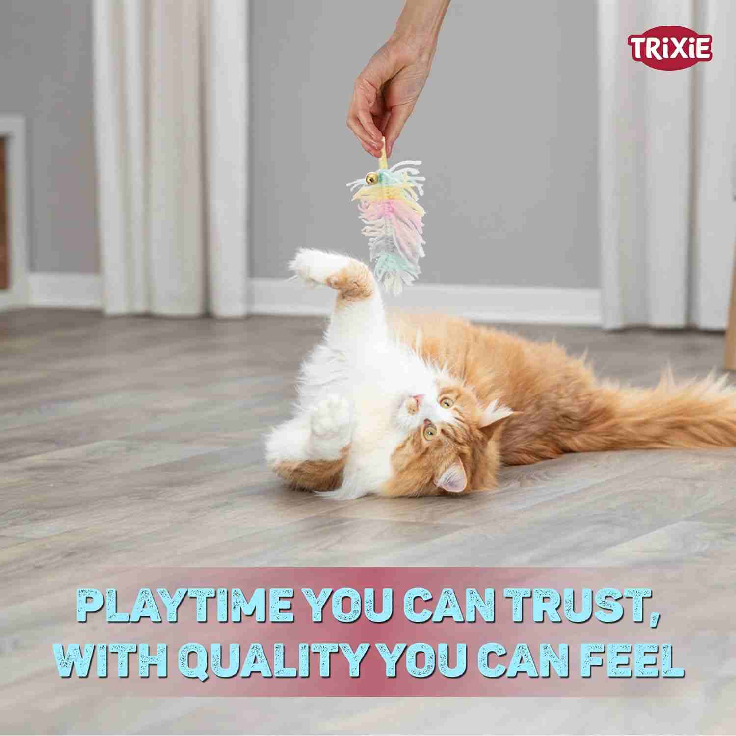 Trixie Playing Rod Star Plastic/Plush Catnip Toy for Cats (46 cm)