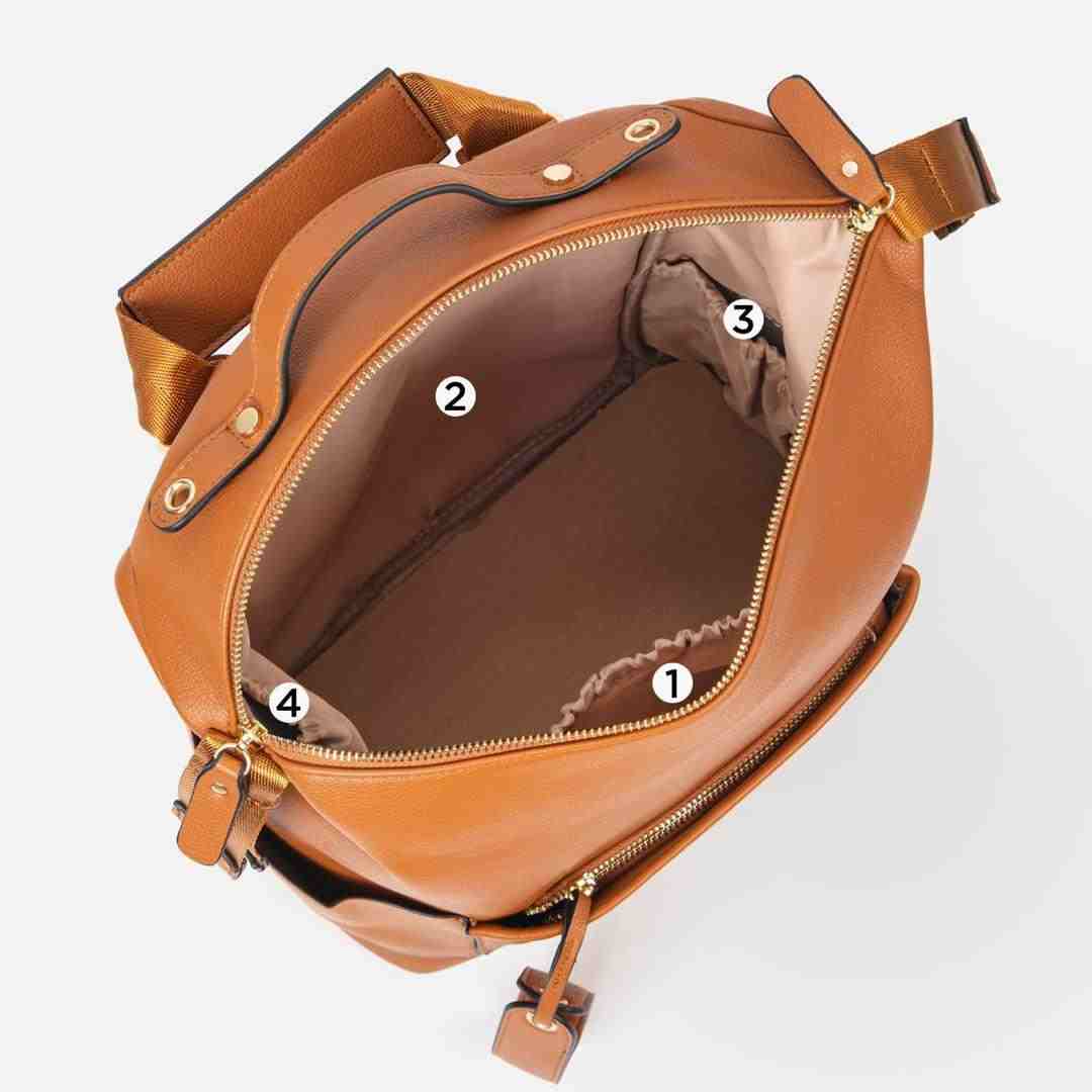 Dune Tan Leather Diaper Bag