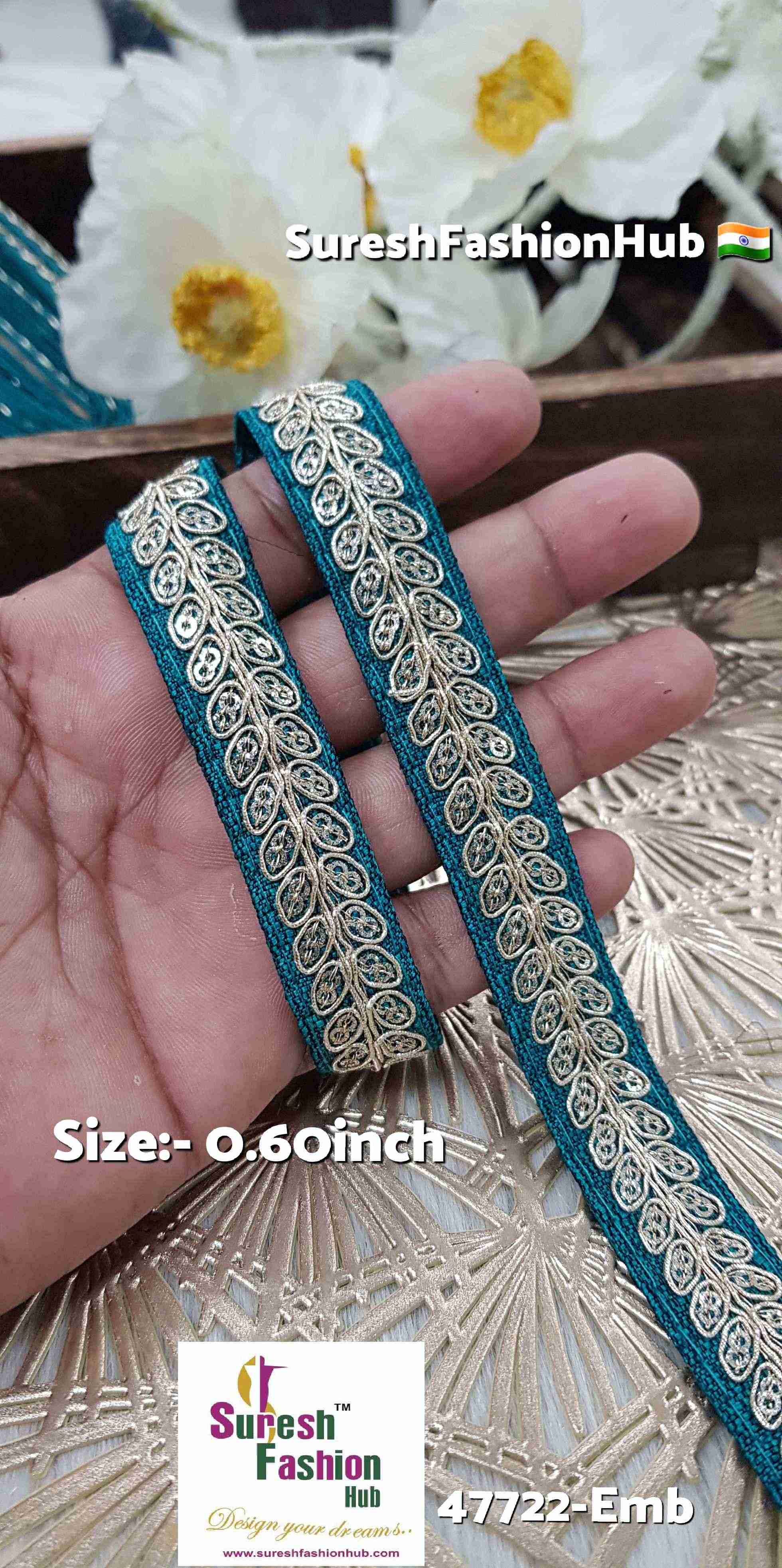 Rama Pearl Leaf Embroidered Border