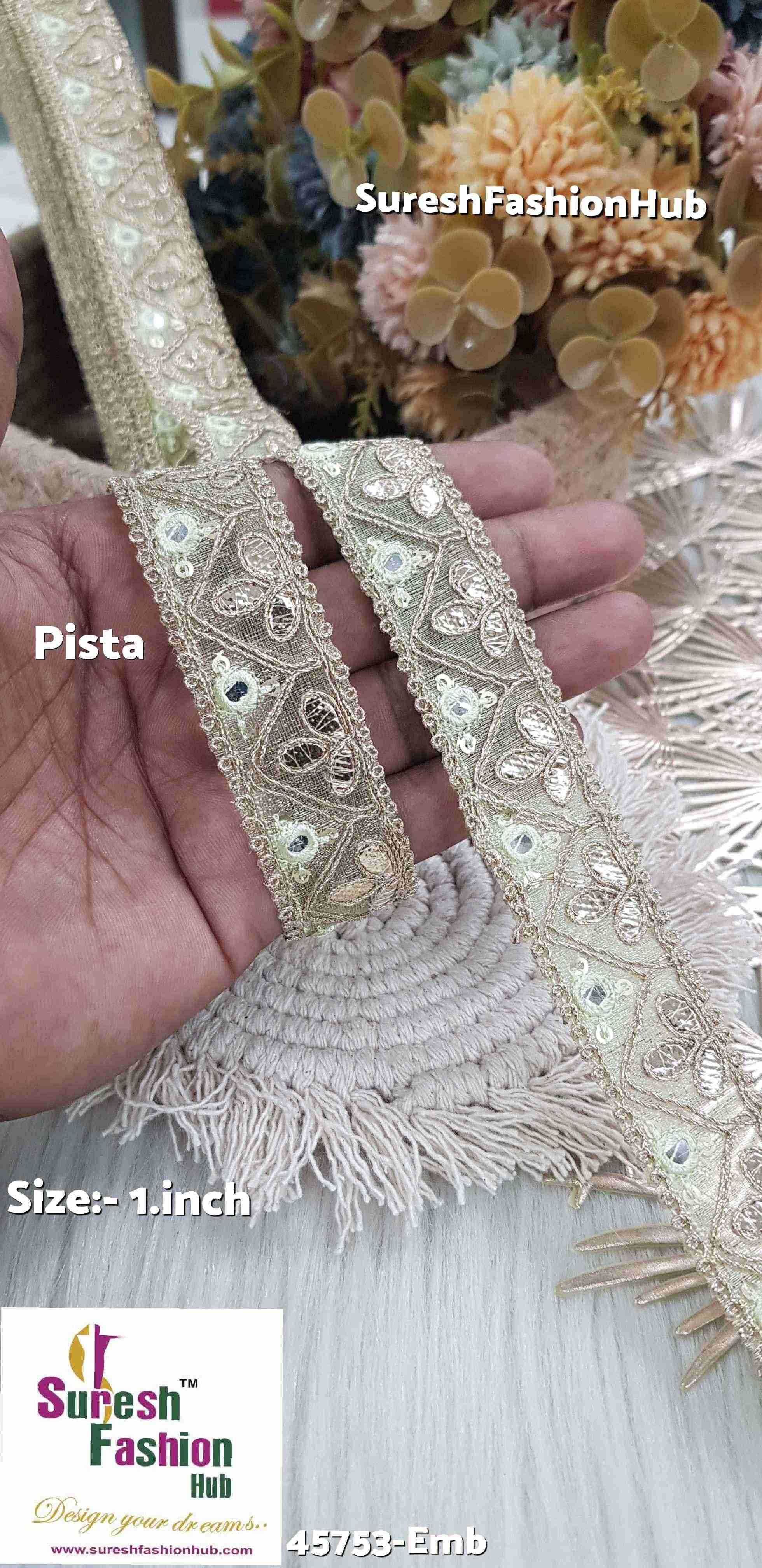 Glimmering Gota and Mirror Embroidered Pista Organza Lace