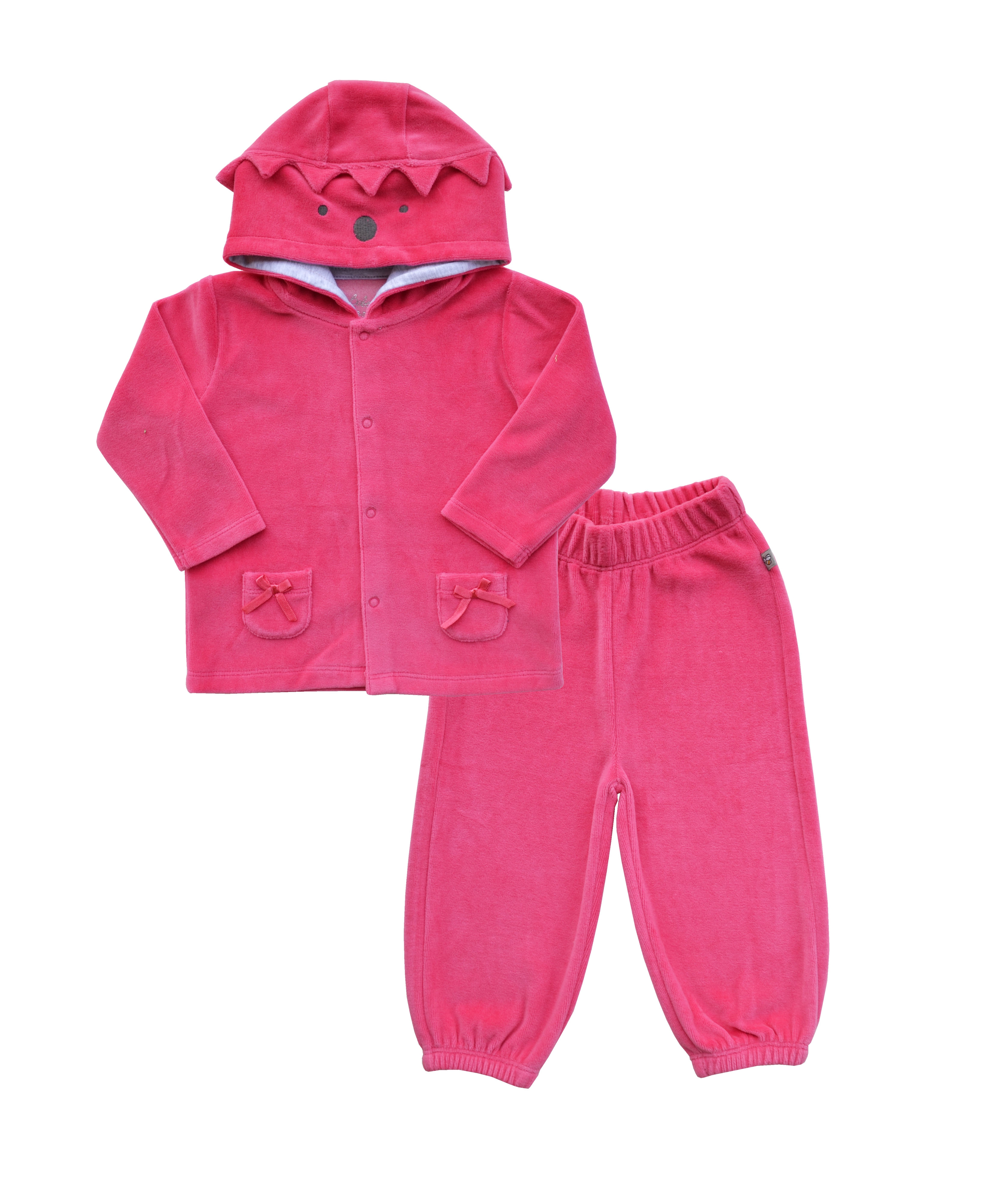 Babeez | Pink Long Sleeves hoody Jacket and Pink Pant(Velour) undefined
