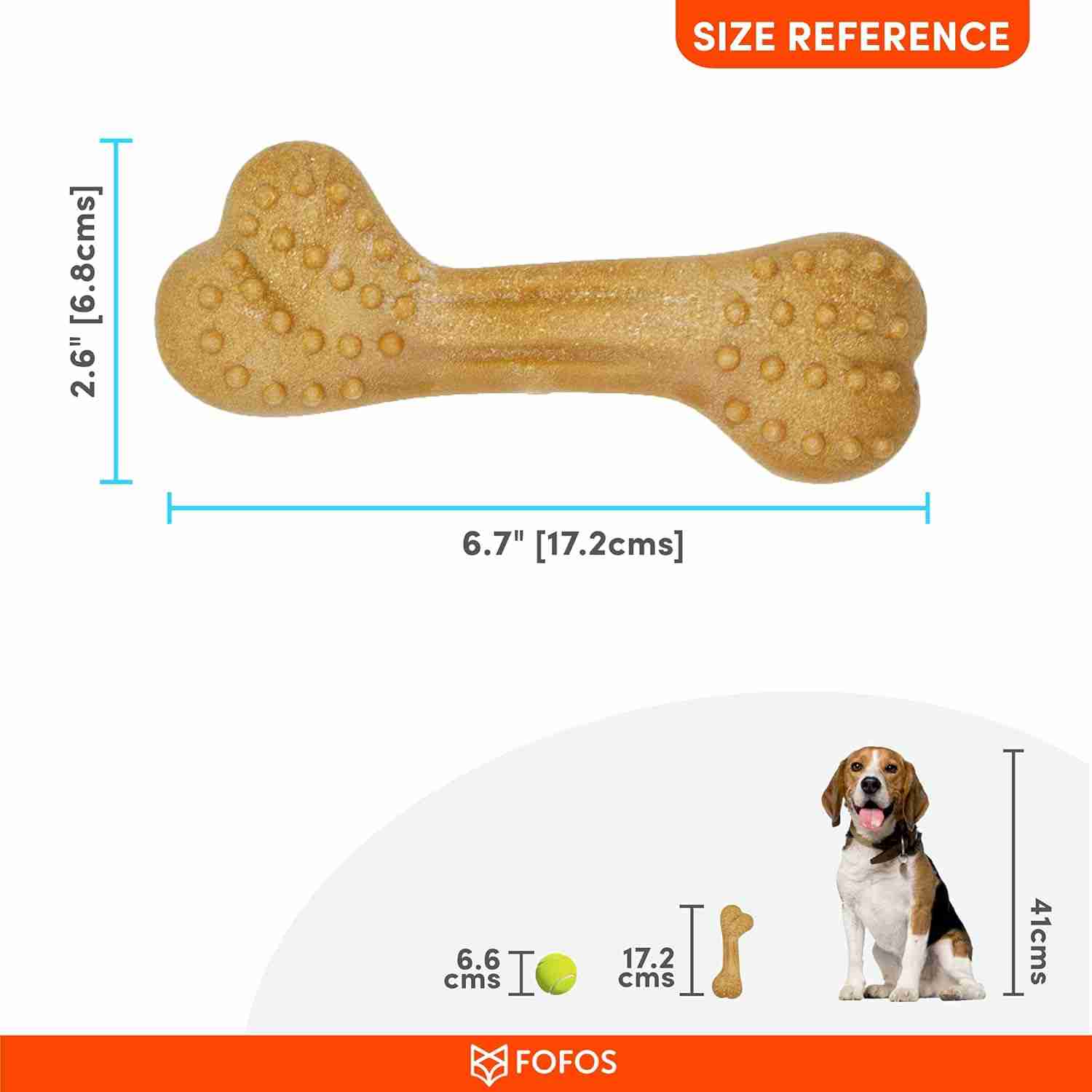 Barkbutler Fofos Woodplay Brush Bone Toy for Dogs, (17x7 cm)