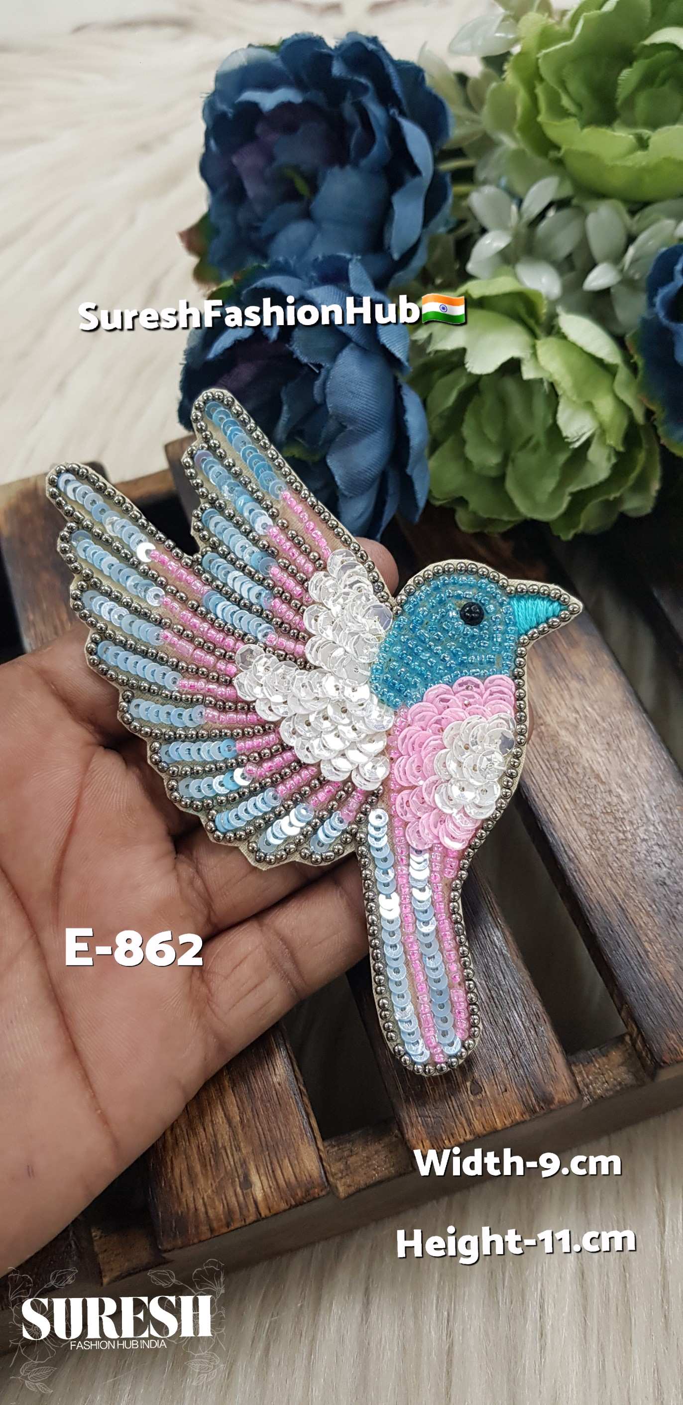 Right Side Facing Teal Blue + Baby Pink Dove Patch