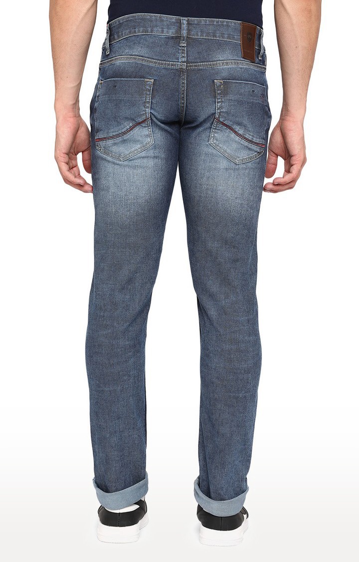JBD-SN-202 MID BLUE Mens Blue Lycra Solid Jeans
