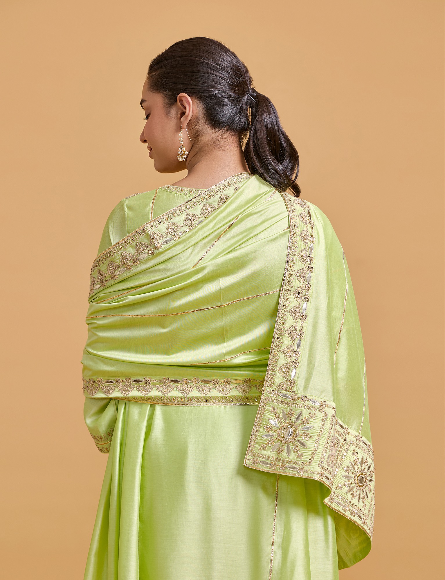 Zeenat Pista Gathered Kurta Set