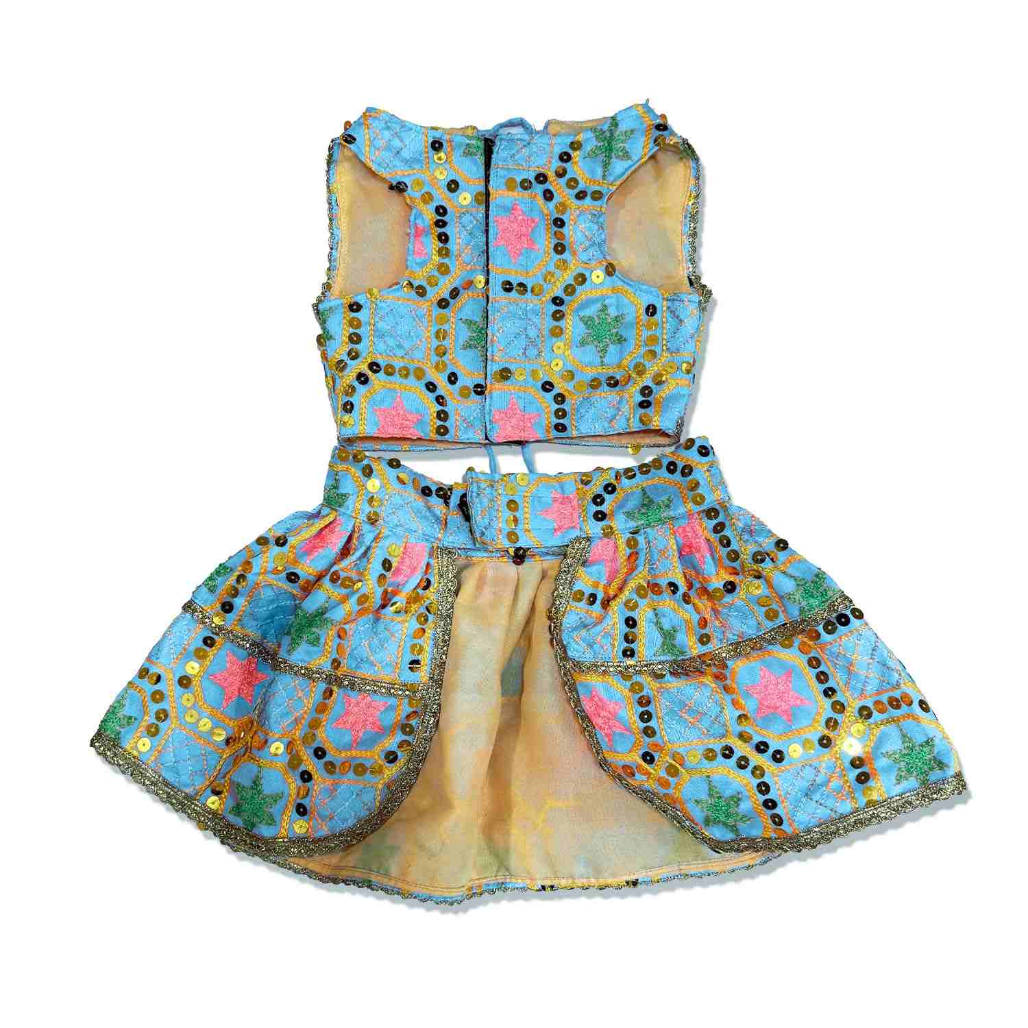 PawsIndia Traditional Desi Diva Lehenga Choli Set For Cat, Sky Blue | Ethnic Festive Wear