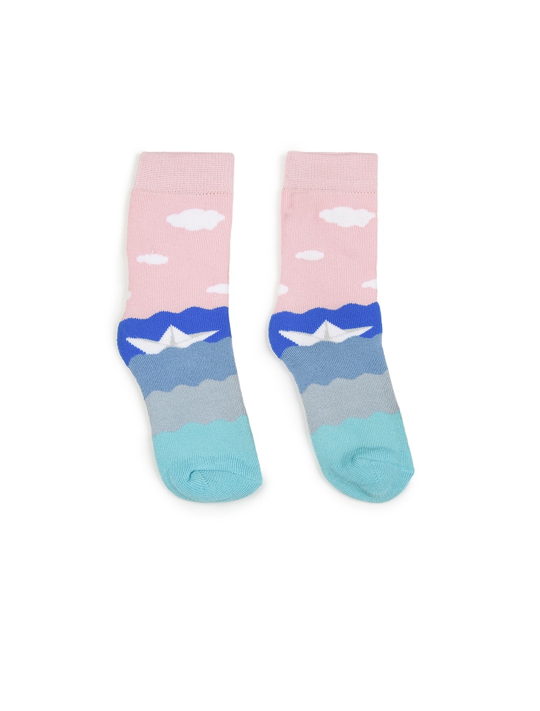 Soxytoes | Soxytoes Paperboat Cotton Crew Length Pink Kids Socks-Age (4-8 Years) 0