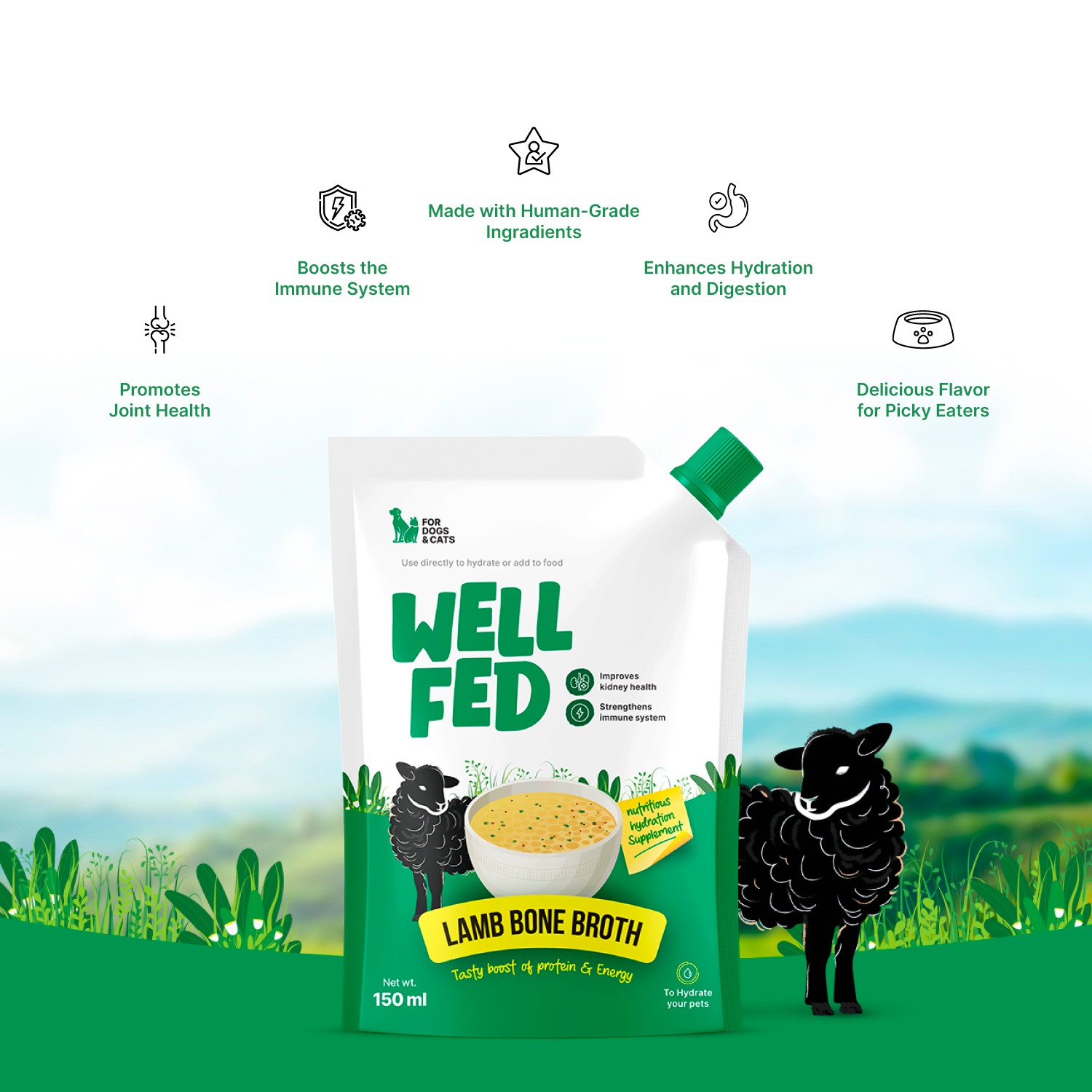 Well Fed Lamb Bone Broth, 120 ml