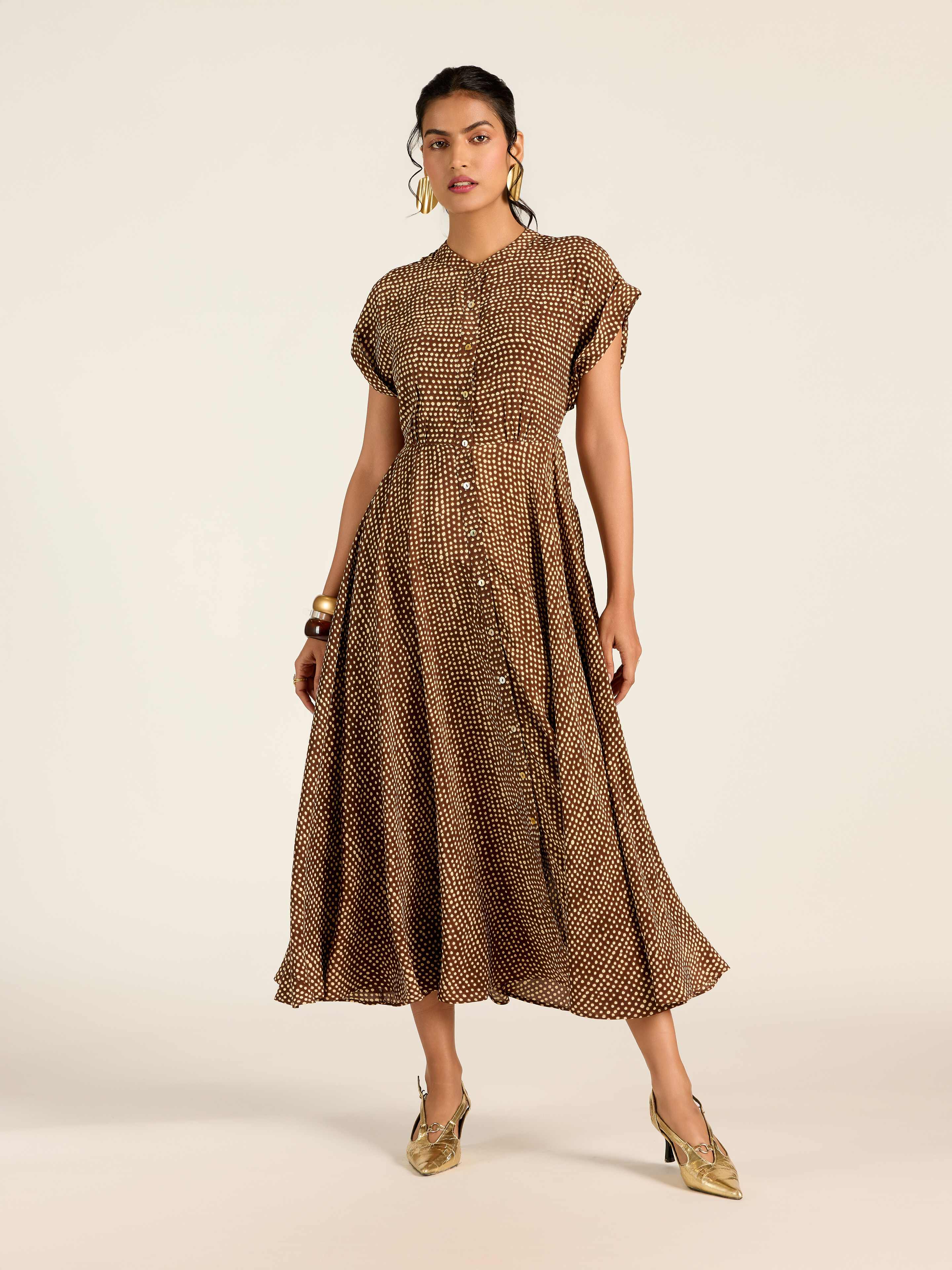 BROWN MARGO LONG DRESS