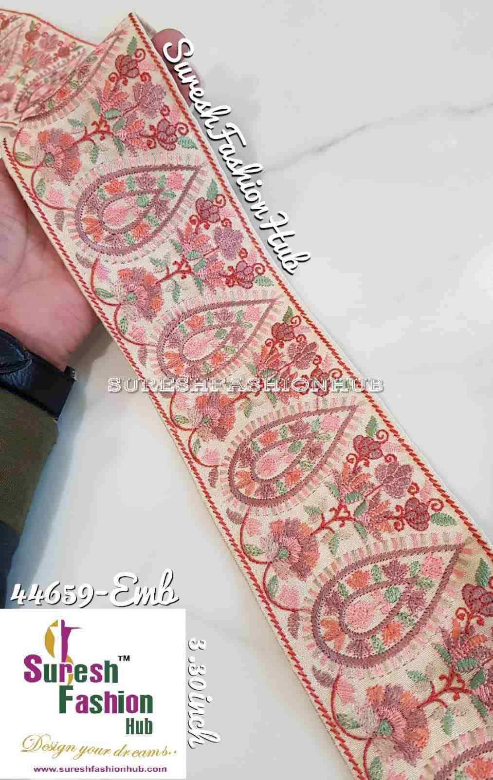 Mauve Pink Diya Floral Embroidery Lace