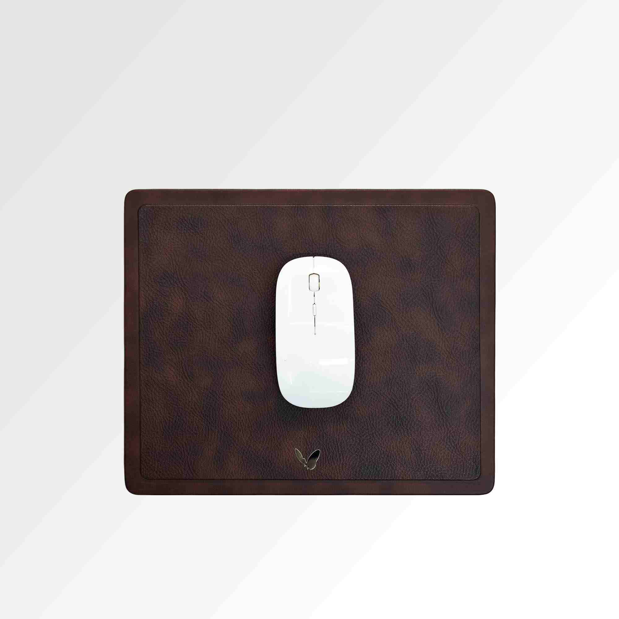 Rectangular Mouse Pad in Faux Leather | Rigid | 11×9 Inches | Classic | Brown