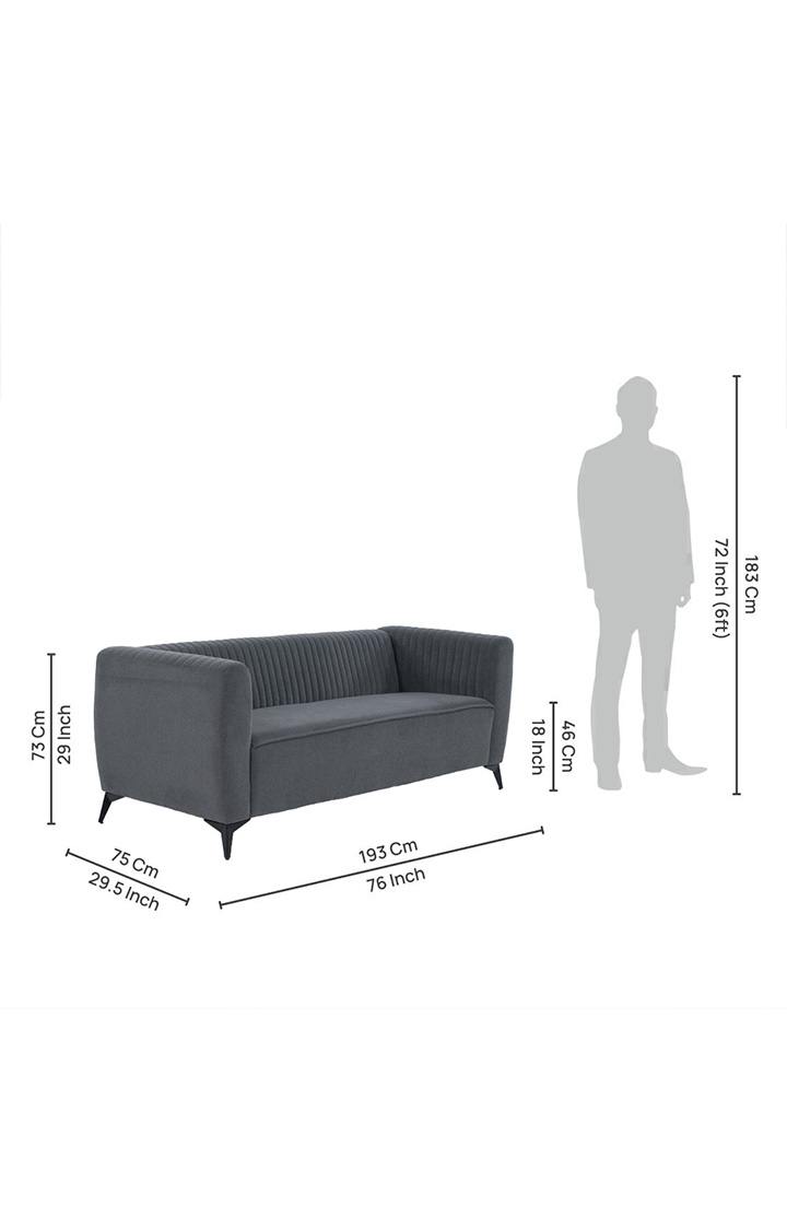 neudot Diva Sofa for Living Room |3 Persons Sofa|Premium Fabric with Cushioned Armrest | Solid Wood Frame|3 Seater in Graphite Grey Color