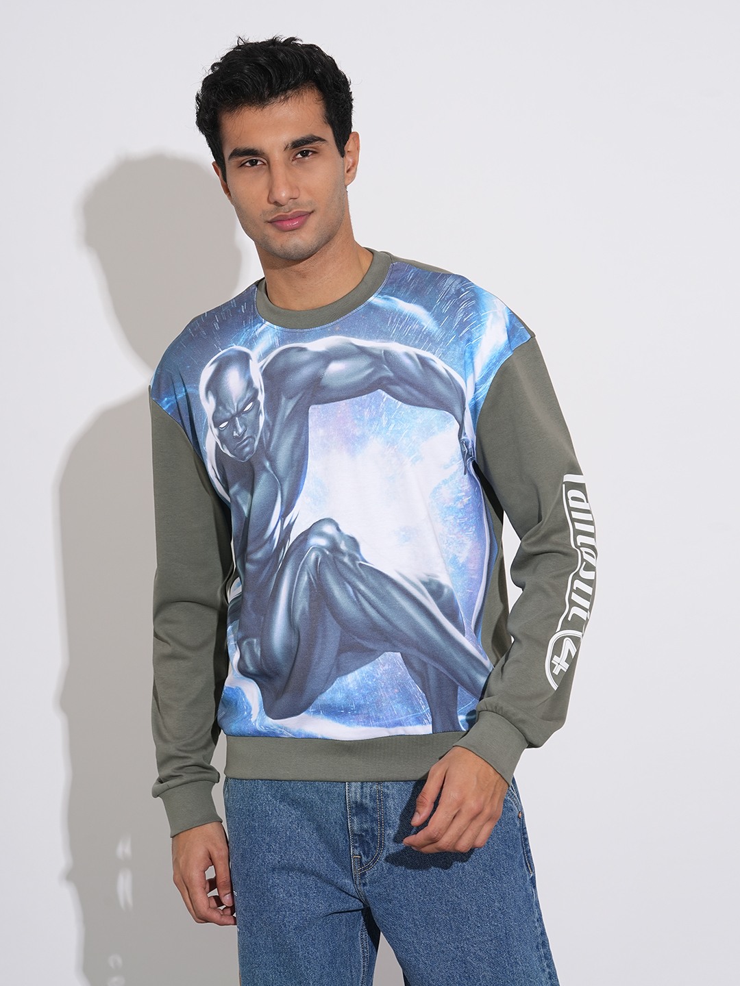 Fantastic Four Silver Surfer Printed Drop-Shoulder Sweatshirt by Being Human