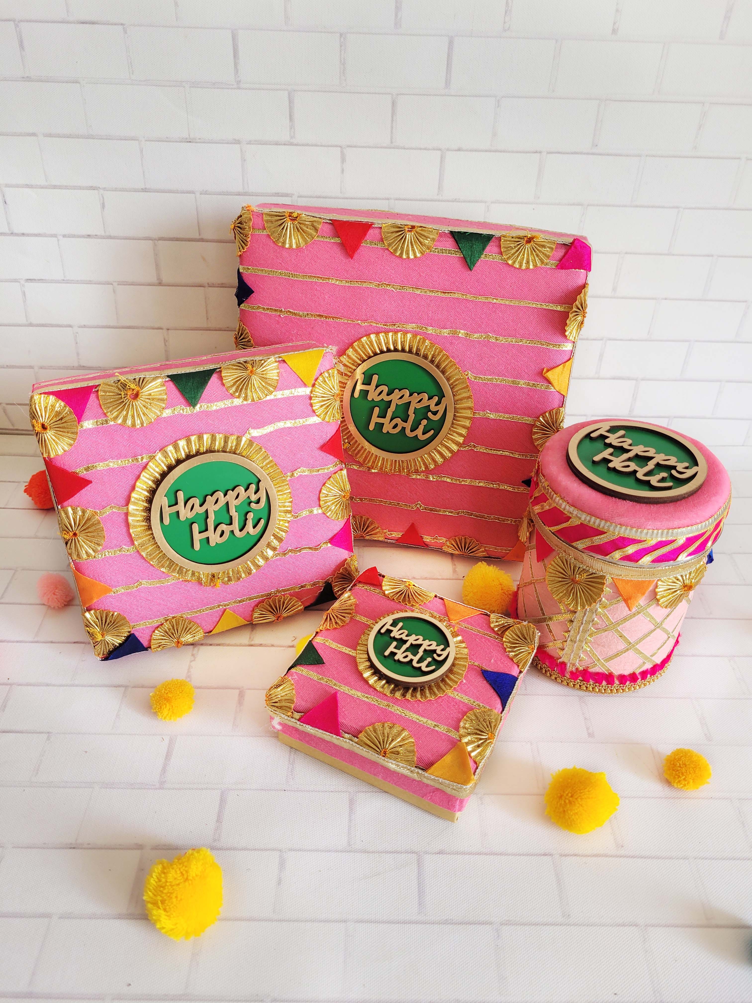 Floral art | Happy Holi Box Sets- Pink undefined