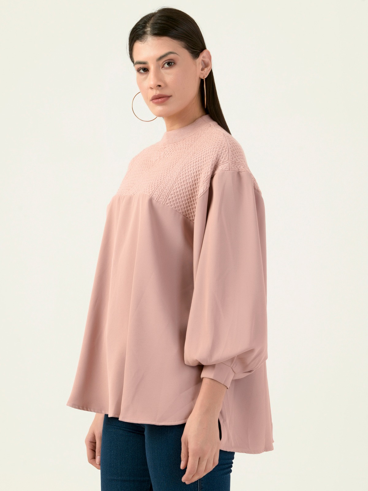 Albion Women Smart Premium Peach Blouson Top