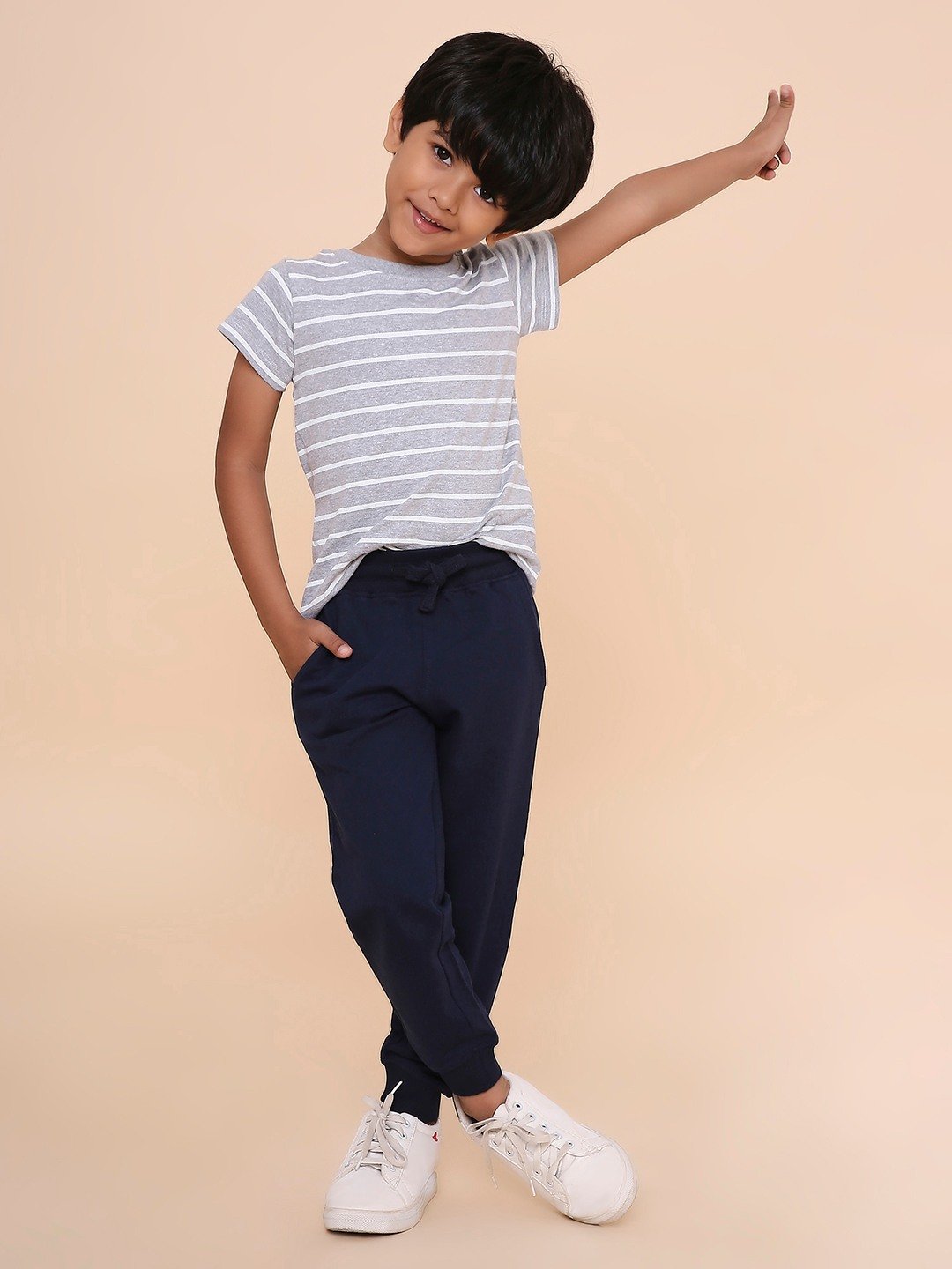 Boys Solid Sweatpant-Navy