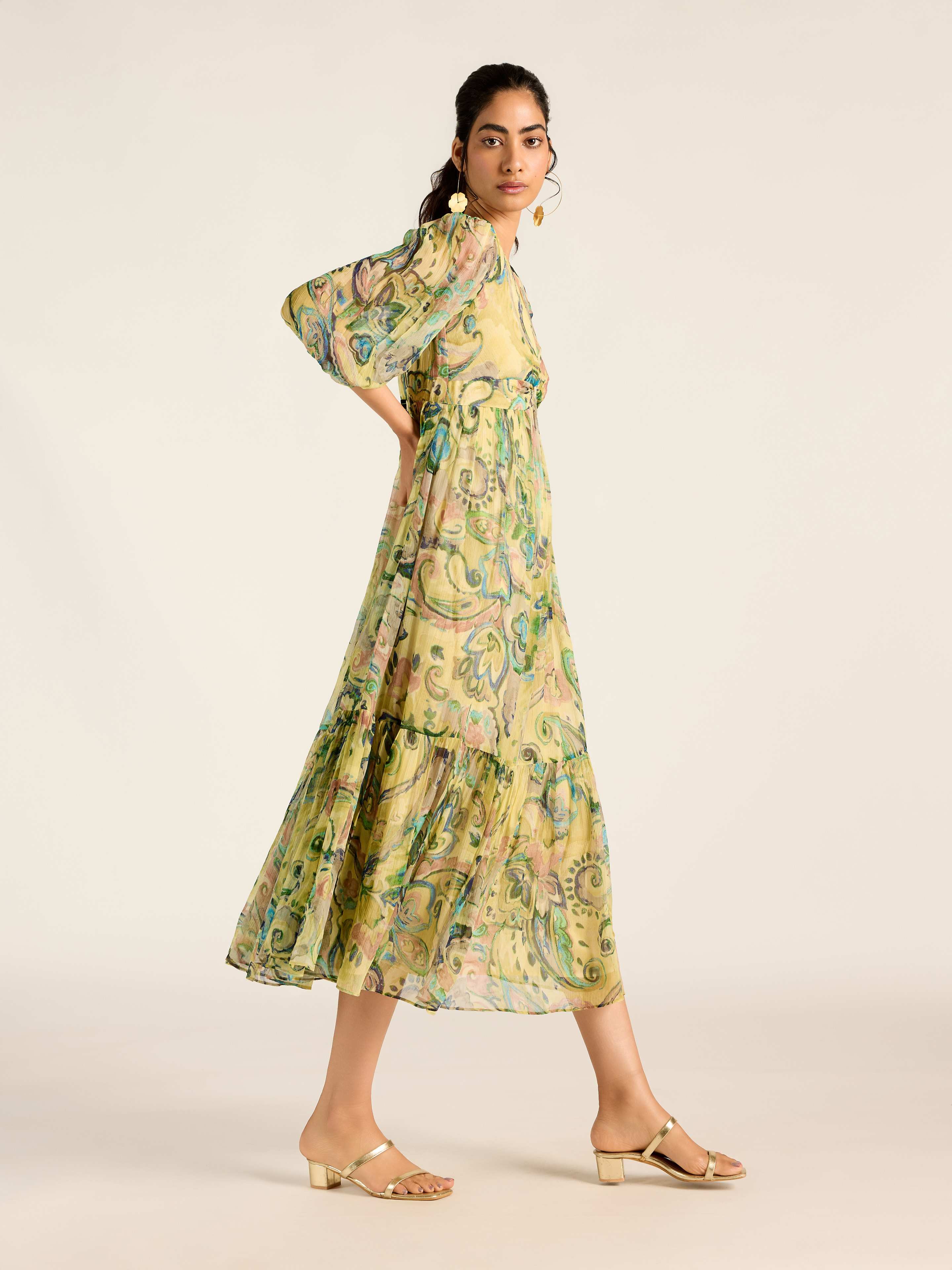 GREEN MARGO LONG DRESS