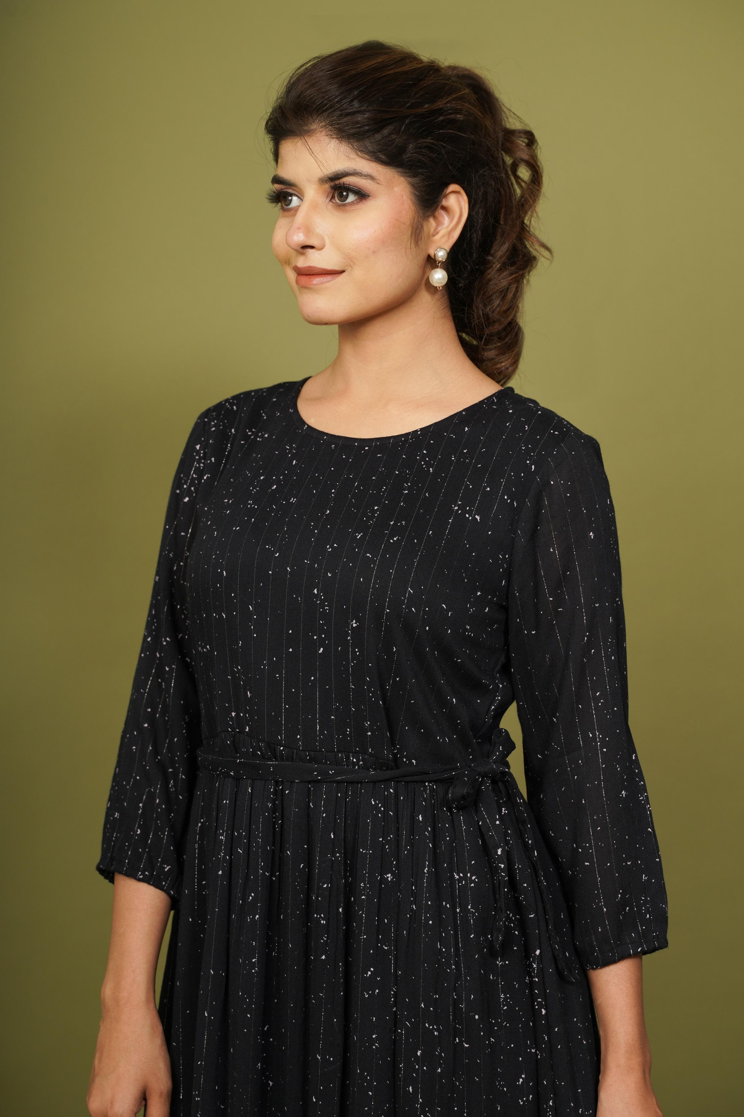 blue A-line dress