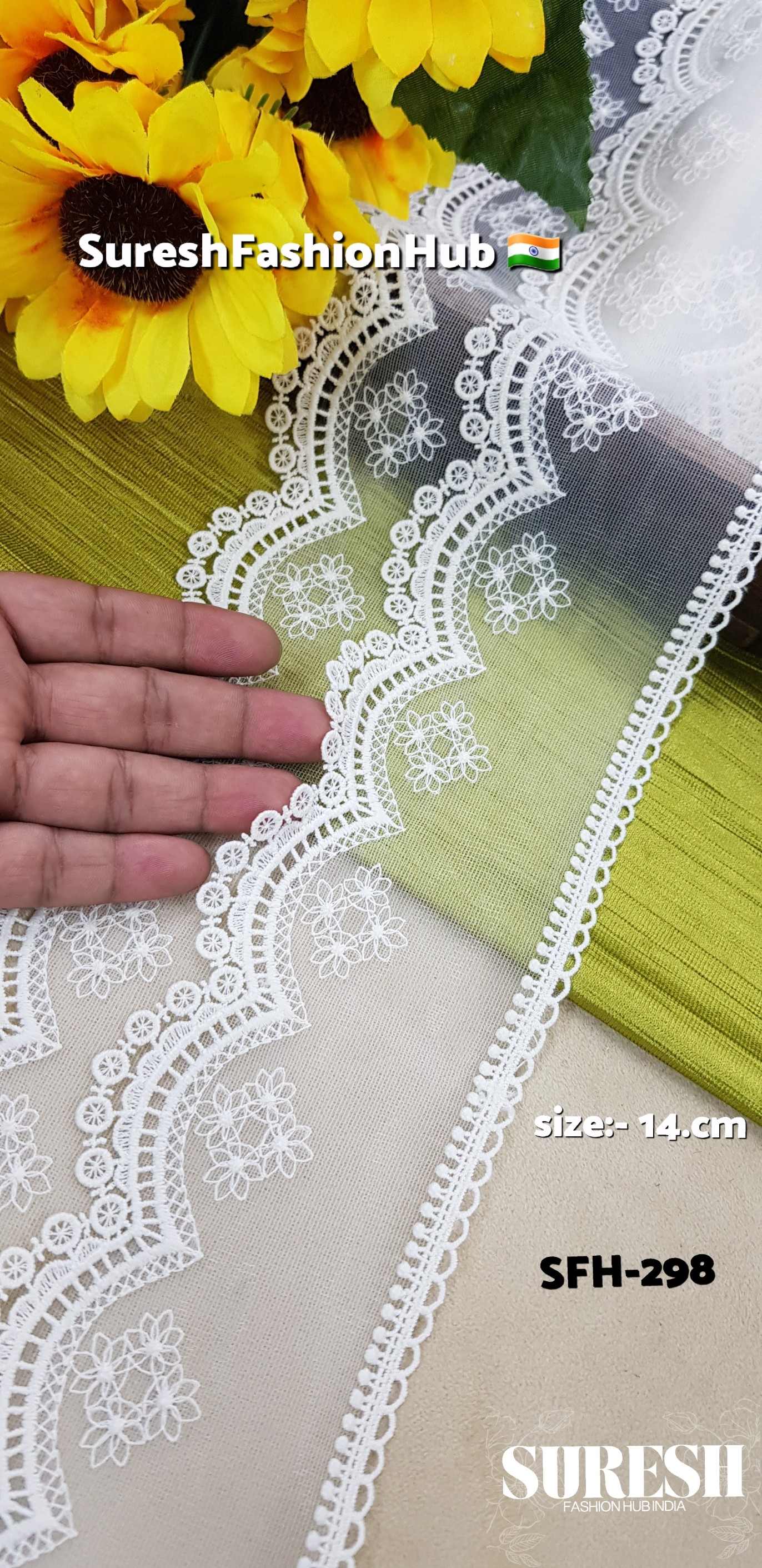 Lush Floral Dual Scallop Lace – Cream -SFH-298