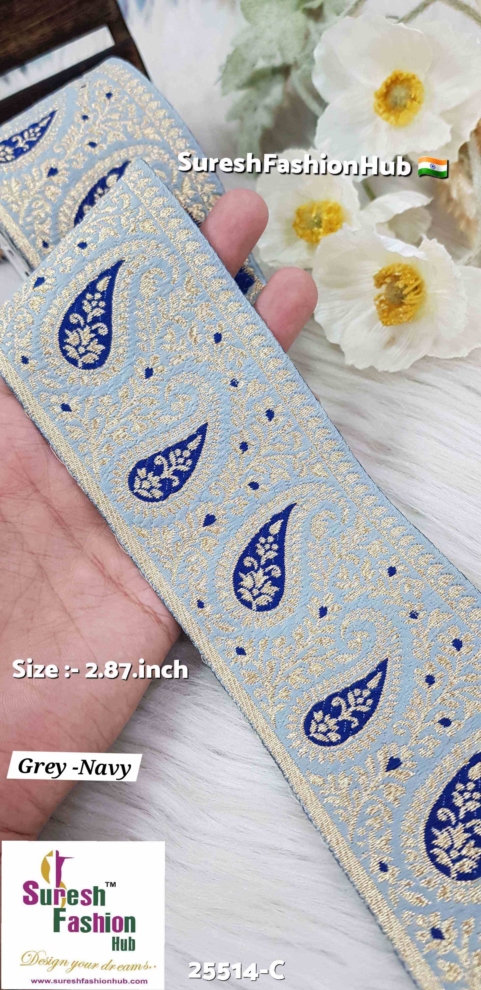 Certainly! Here are some ALT text suggestions that incorporate a variety of keywords to help improve your visibility on Google: 1. "Navratri Banarasi Laces - Traditional Indian Festive Laces" 2. "Golden Silver Banarasi Lace - Elegant Metallic Trims for Garments" 3. "Cutwork Banarasi Laces - Intricate Openwork Designs"