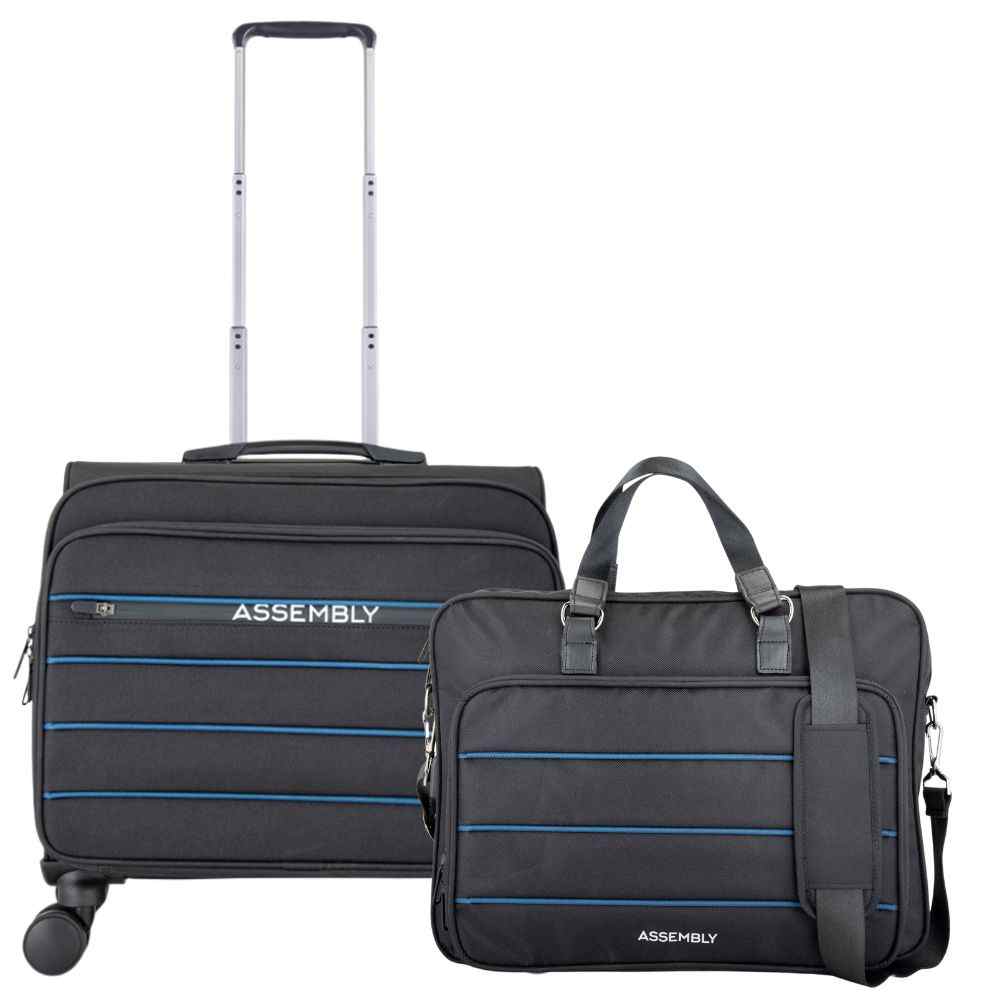 Overnighter Trolley and Laptop Messenger Bag Combo Black