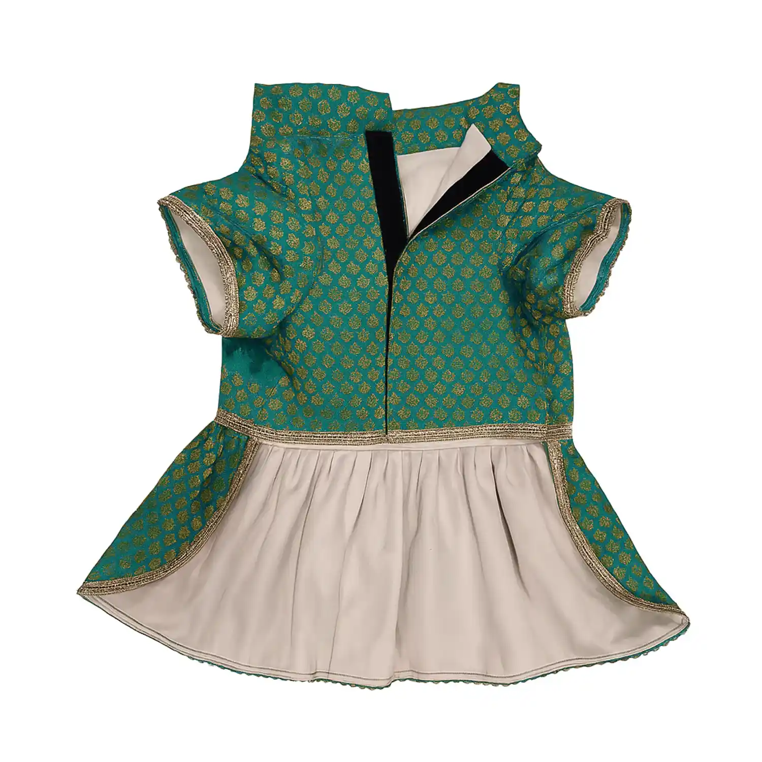 Pawsindia Traditional Royal Brocade Dress for Dogs - Aqua Green | Ethnic Festive Wear