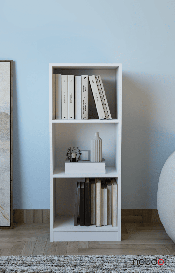 Whitman Open Bookshelf (3 Compartments)- White Finish
