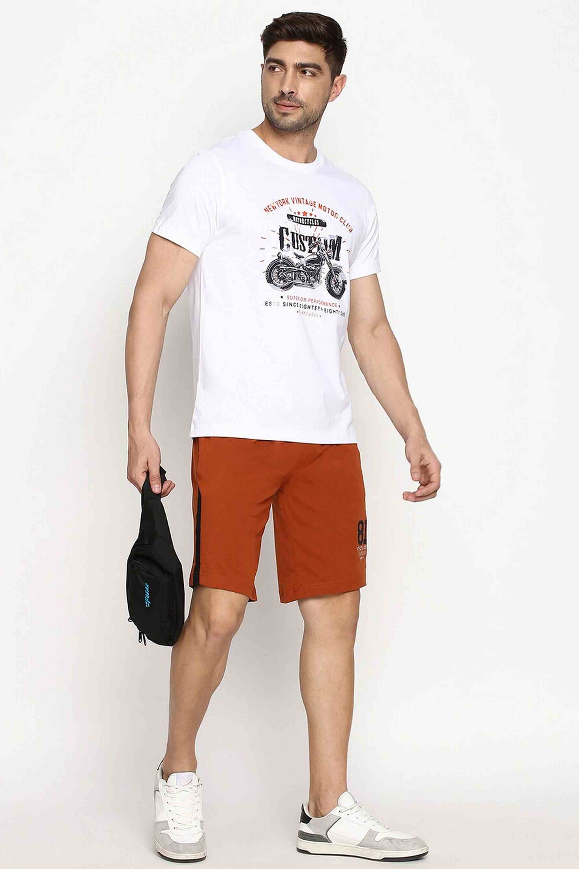 Solid Cotton Elasticated Men's Shorts