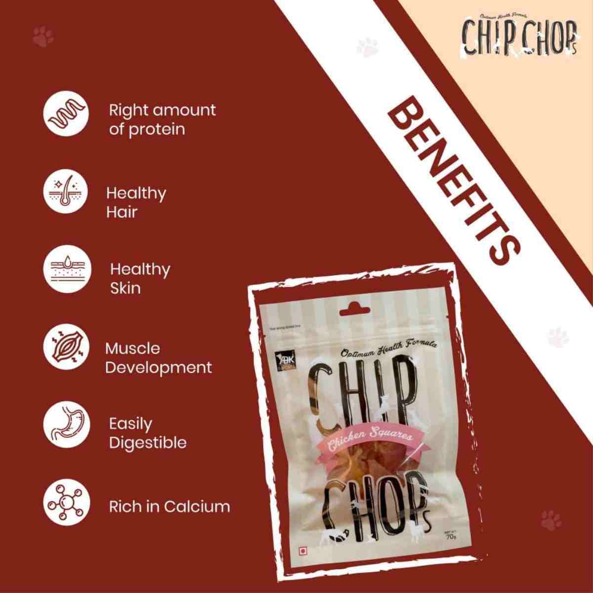 Chip Chops Chicken Squares Dog Treat - 70gm