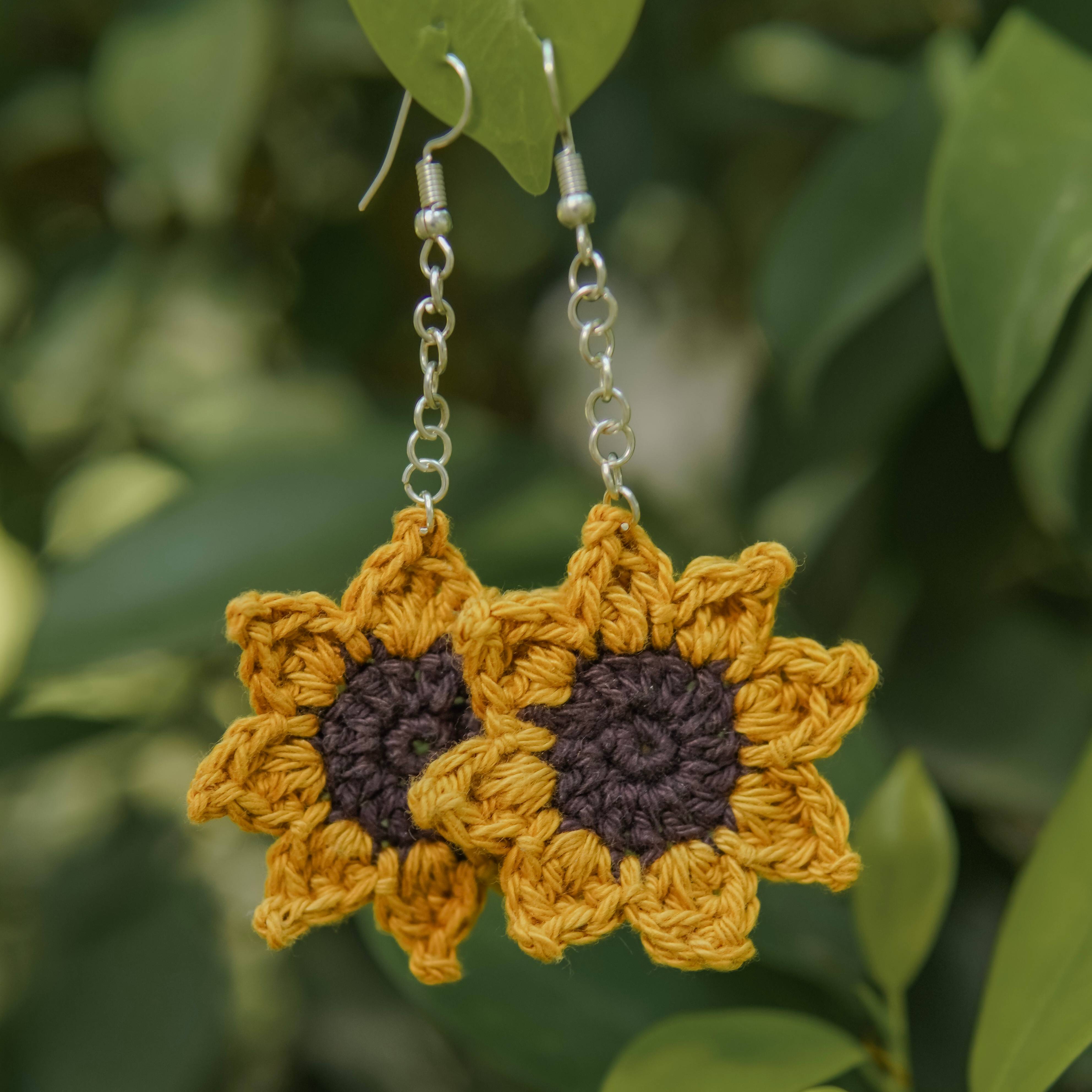  Bring on the Sunshine! Sunflower Crochet Earrings by AHG.