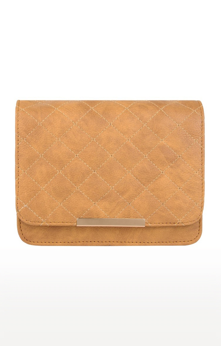 Vivinkaa | Vivinkaa Beige Leatherette Quilt Embroidered Sling Bag 4