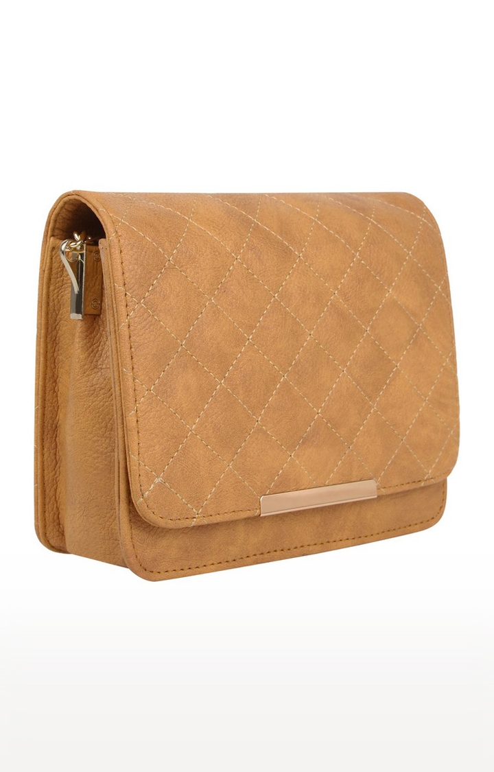 Vivinkaa | Vivinkaa Beige Leatherette Quilt Embroidered Sling Bag 2