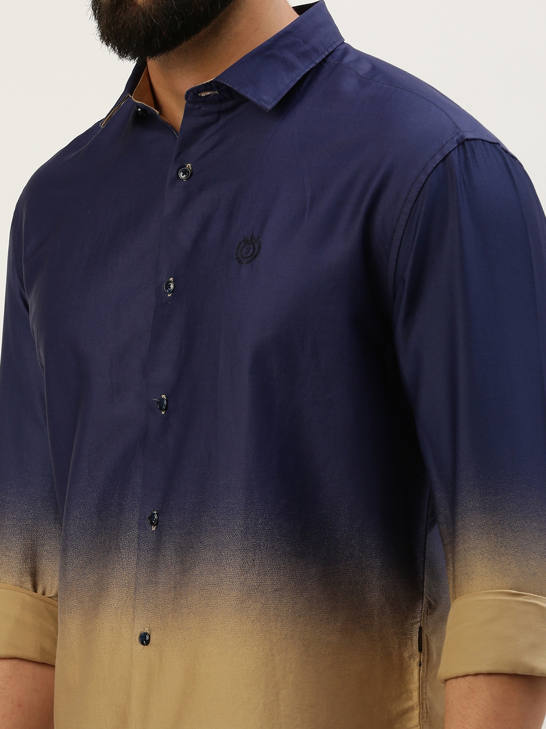 Showoff | SHOWOFF Men's Spread Collar Solid Navy Blue Regular Fit Shirt 5