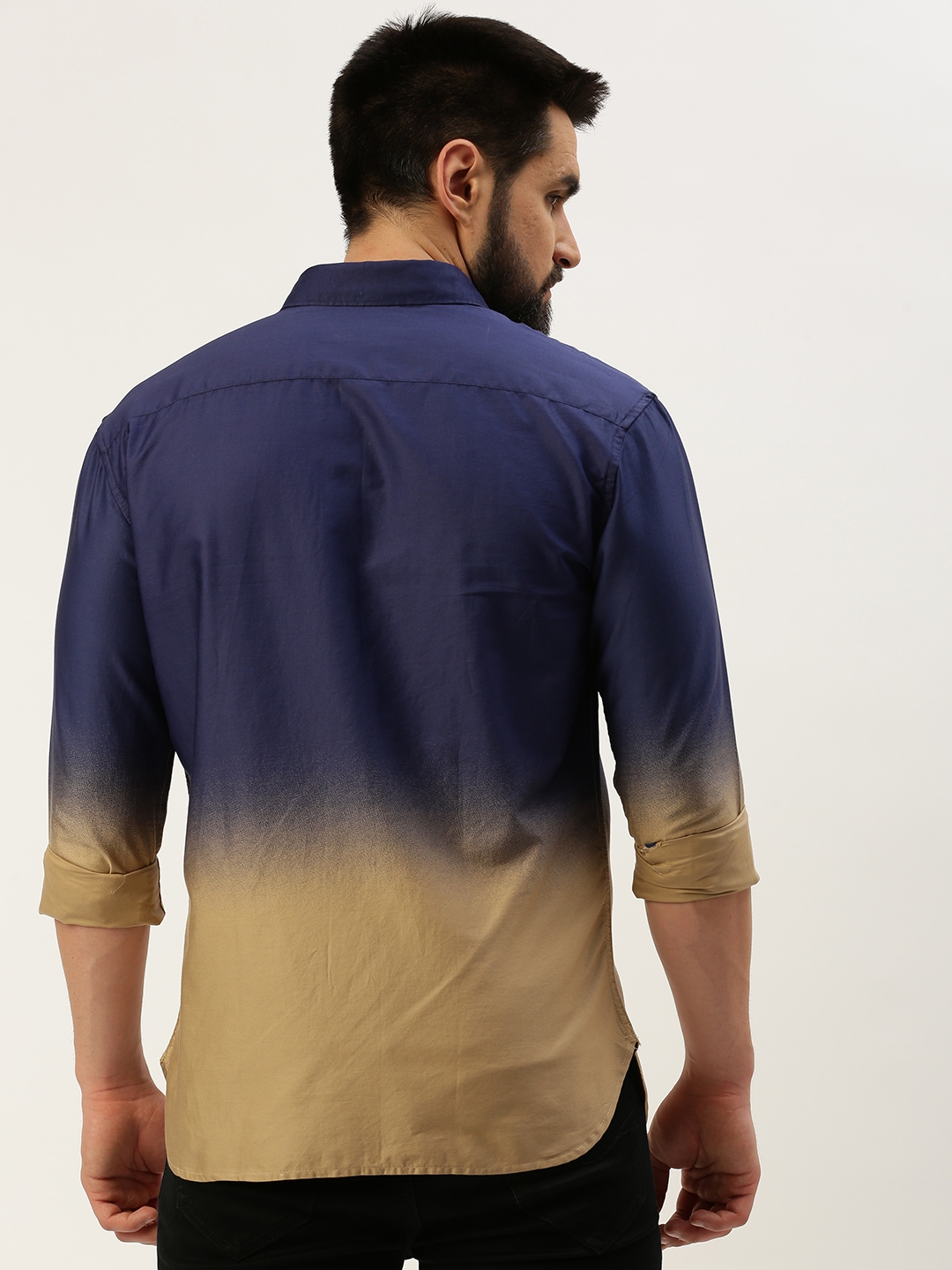 Showoff | SHOWOFF Men's Spread Collar Solid Navy Blue Regular Fit Shirt 3